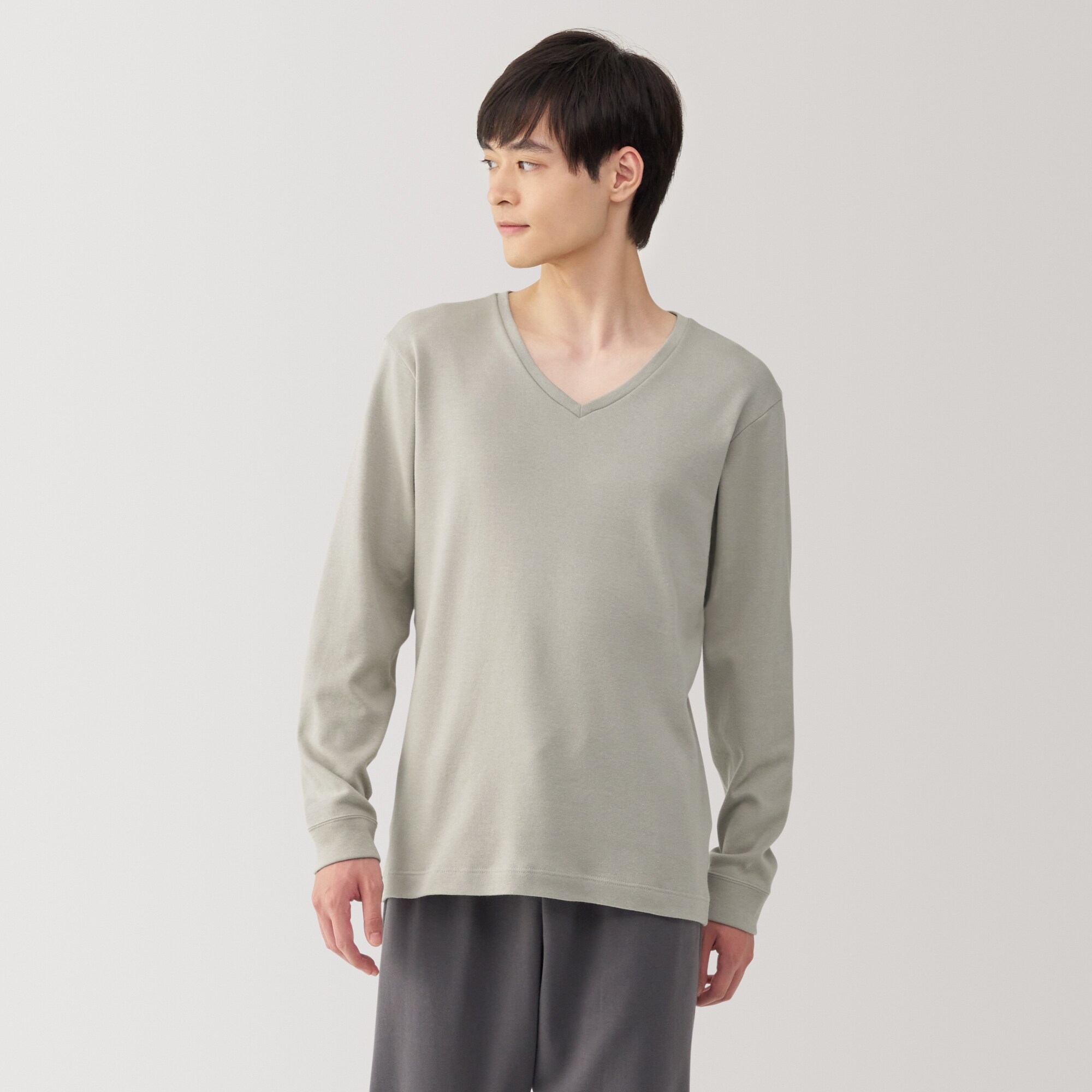 紳士　あったか綿　ウールＶネック長袖Ｔシャツ