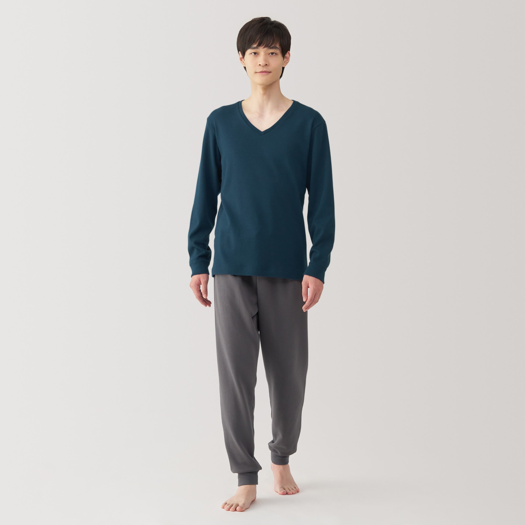 紳士　あったか綿　ウールＶネック長袖Ｔシャツ