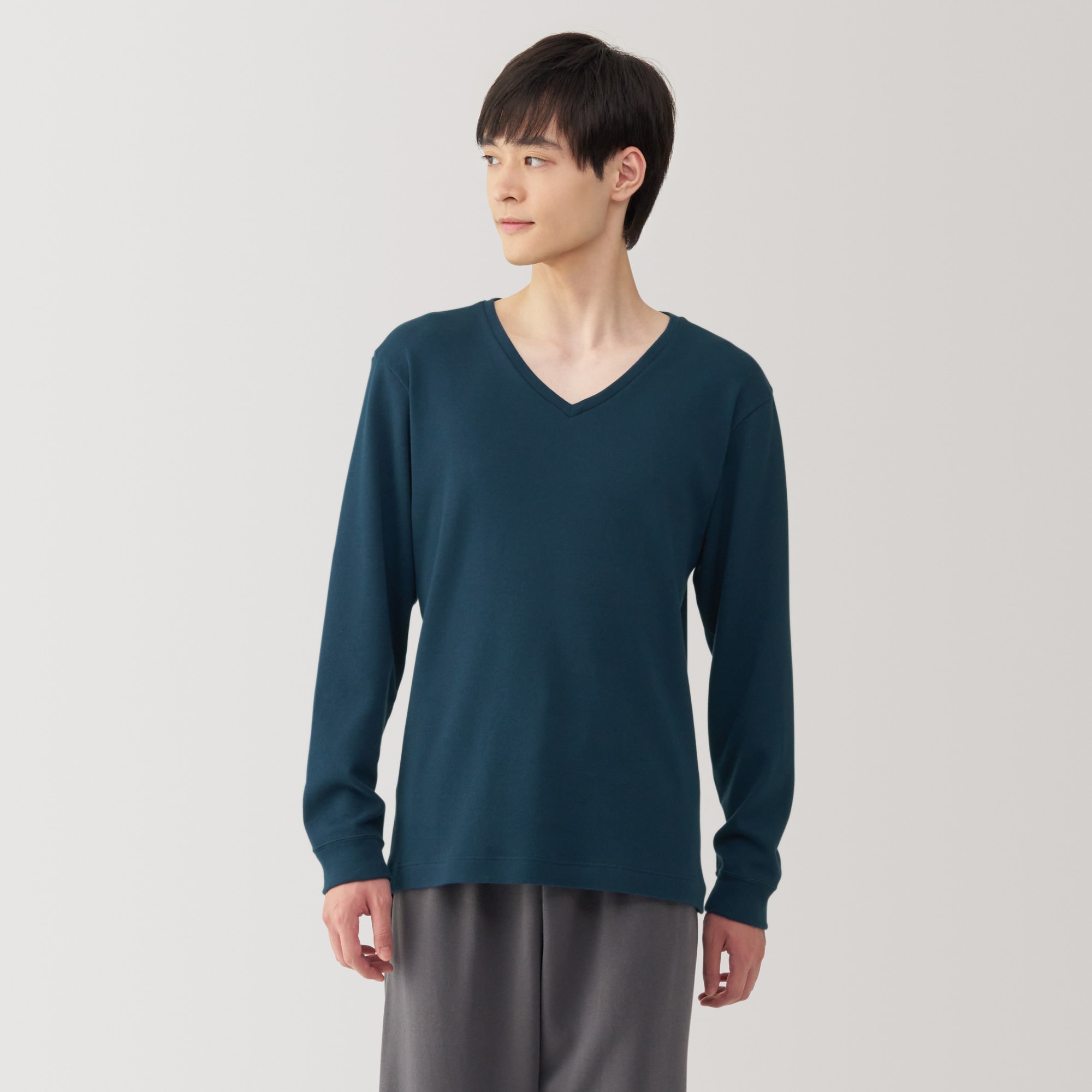 紳士　あったか綿　ウールＶネック長袖Ｔシャツ