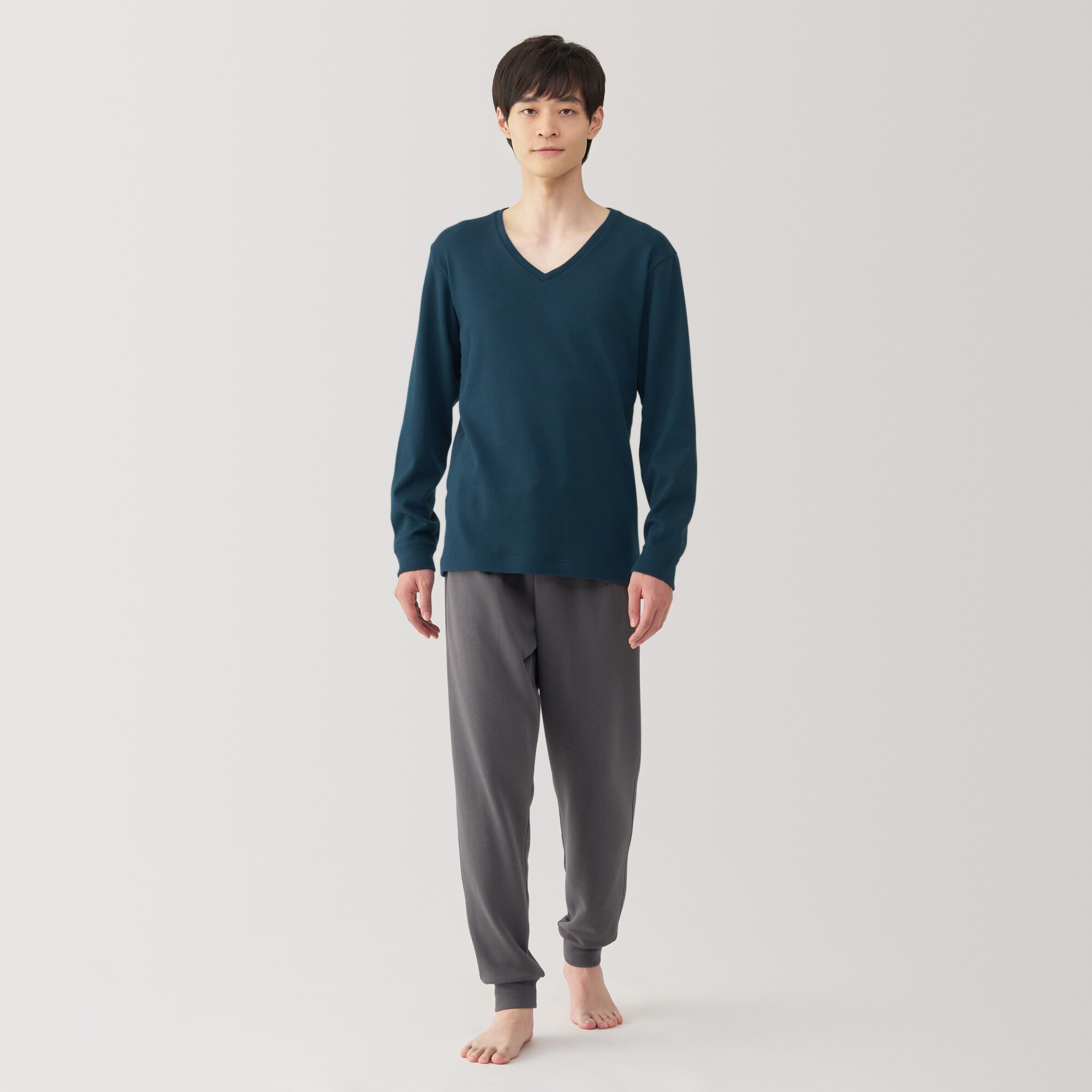 紳士　あったか綿　ウールＶネック長袖Ｔシャツ