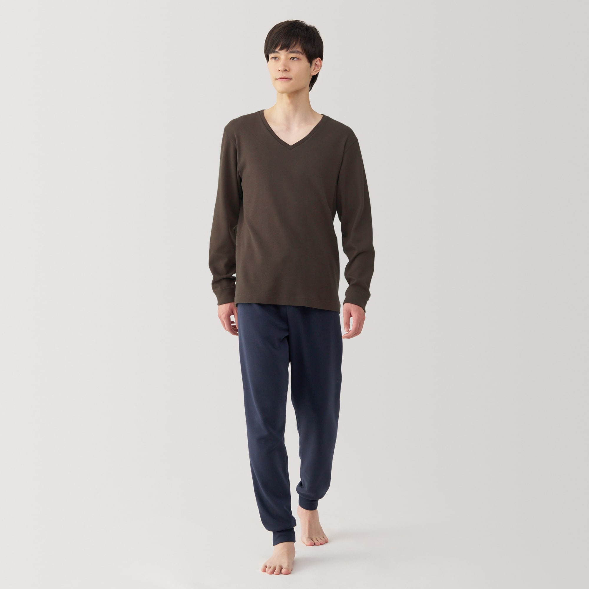 紳士　あったか綿　ウールＶネック長袖Ｔシャツ