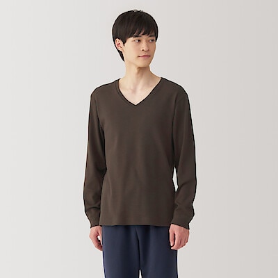 紳士　あったか綿　ウールＶネック長袖Ｔシャツ