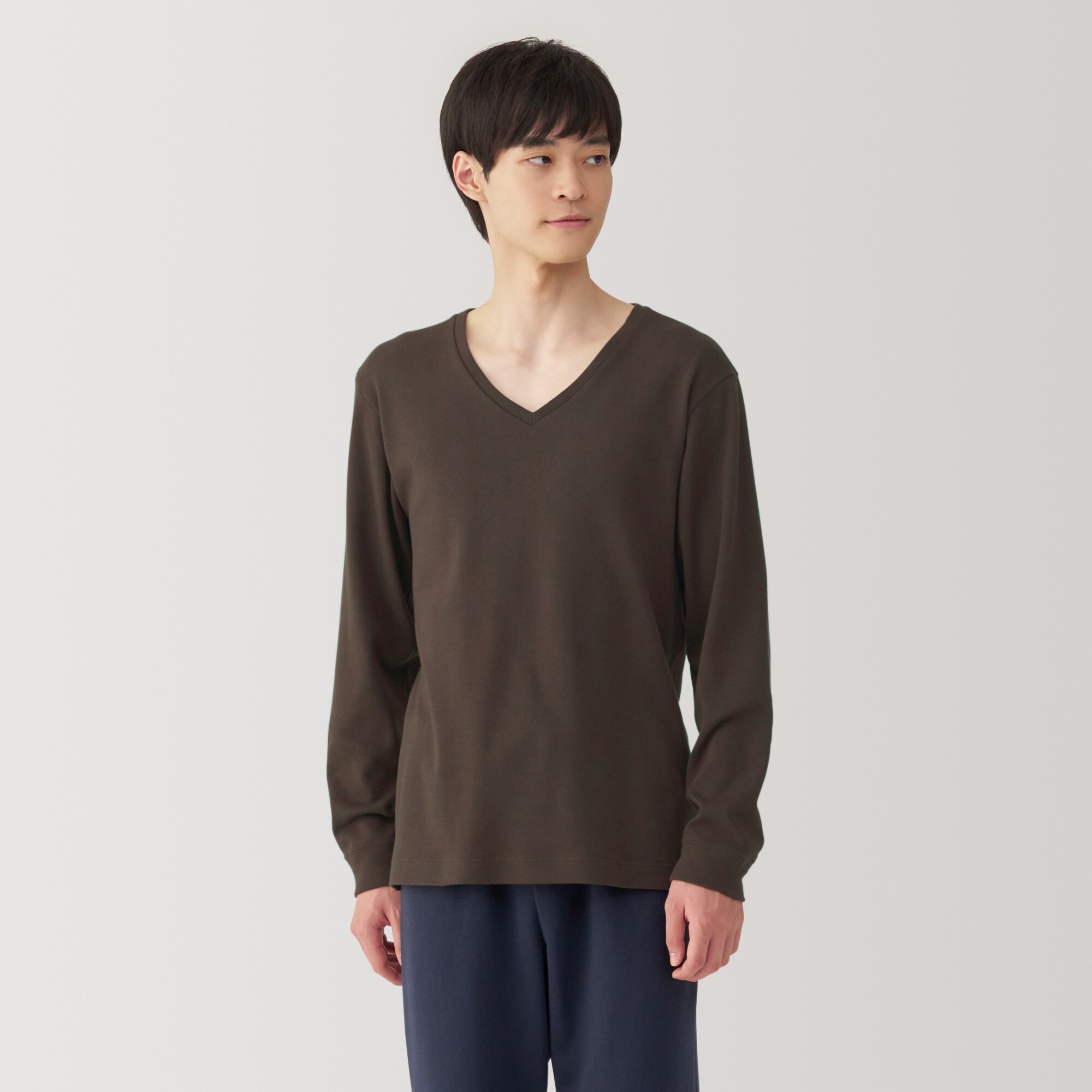 紳士　あったか綿　ウールＶネック長袖Ｔシャツ