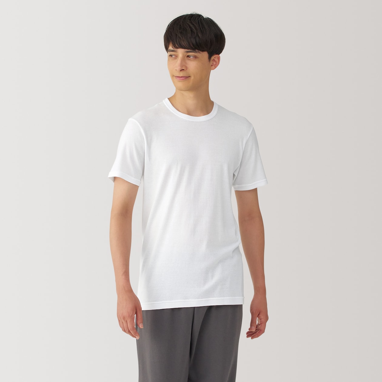 紳士　あったか綿　クルーネック半袖Ｔシャツ