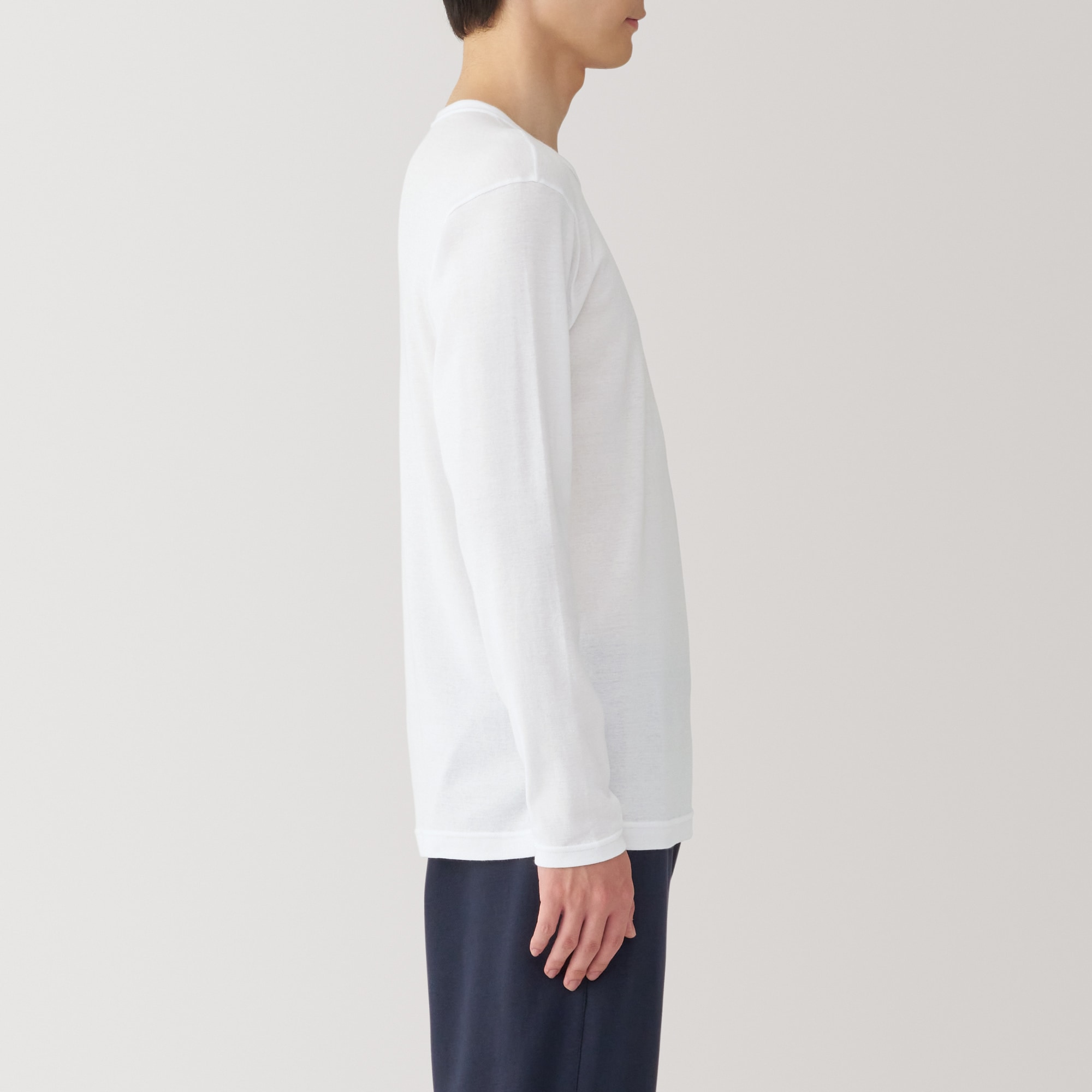 紳士　あったか綿　クルーネック長袖Ｔシャツ