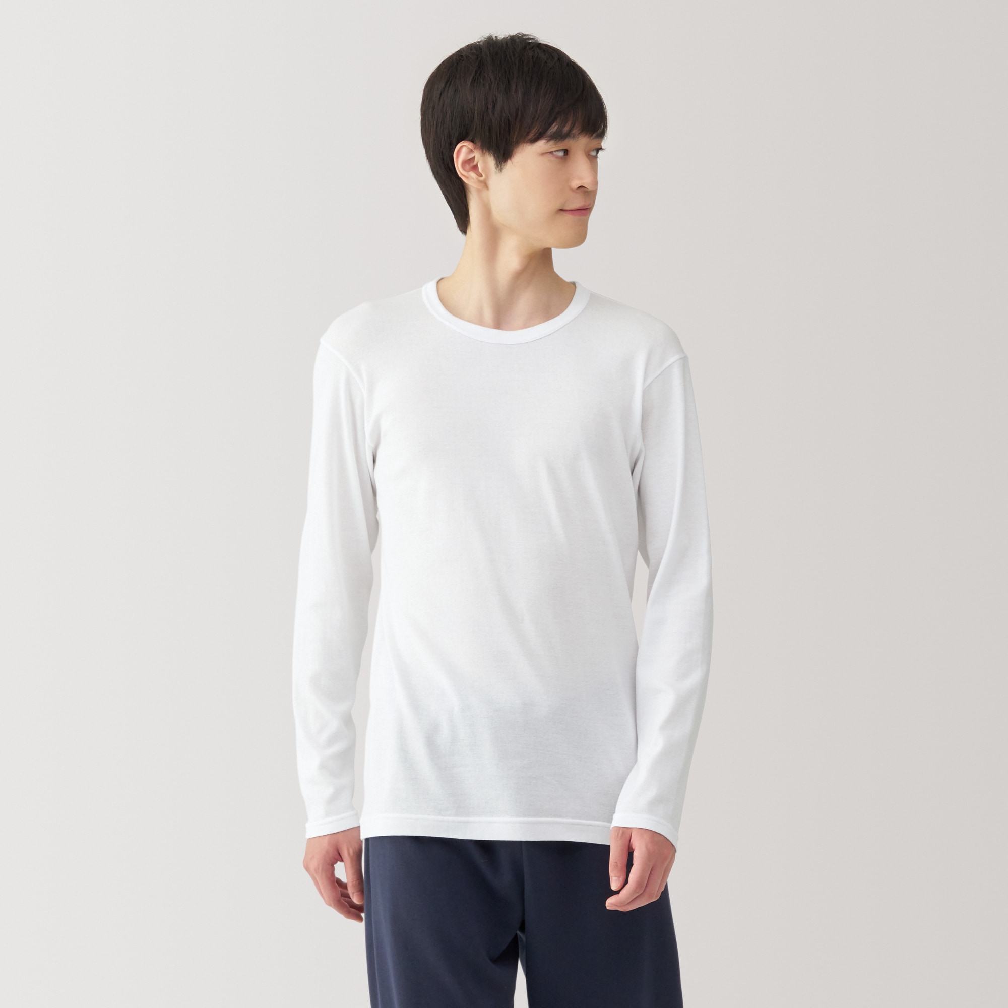 紳士　あったか綿　クルーネック長袖Ｔシャツ