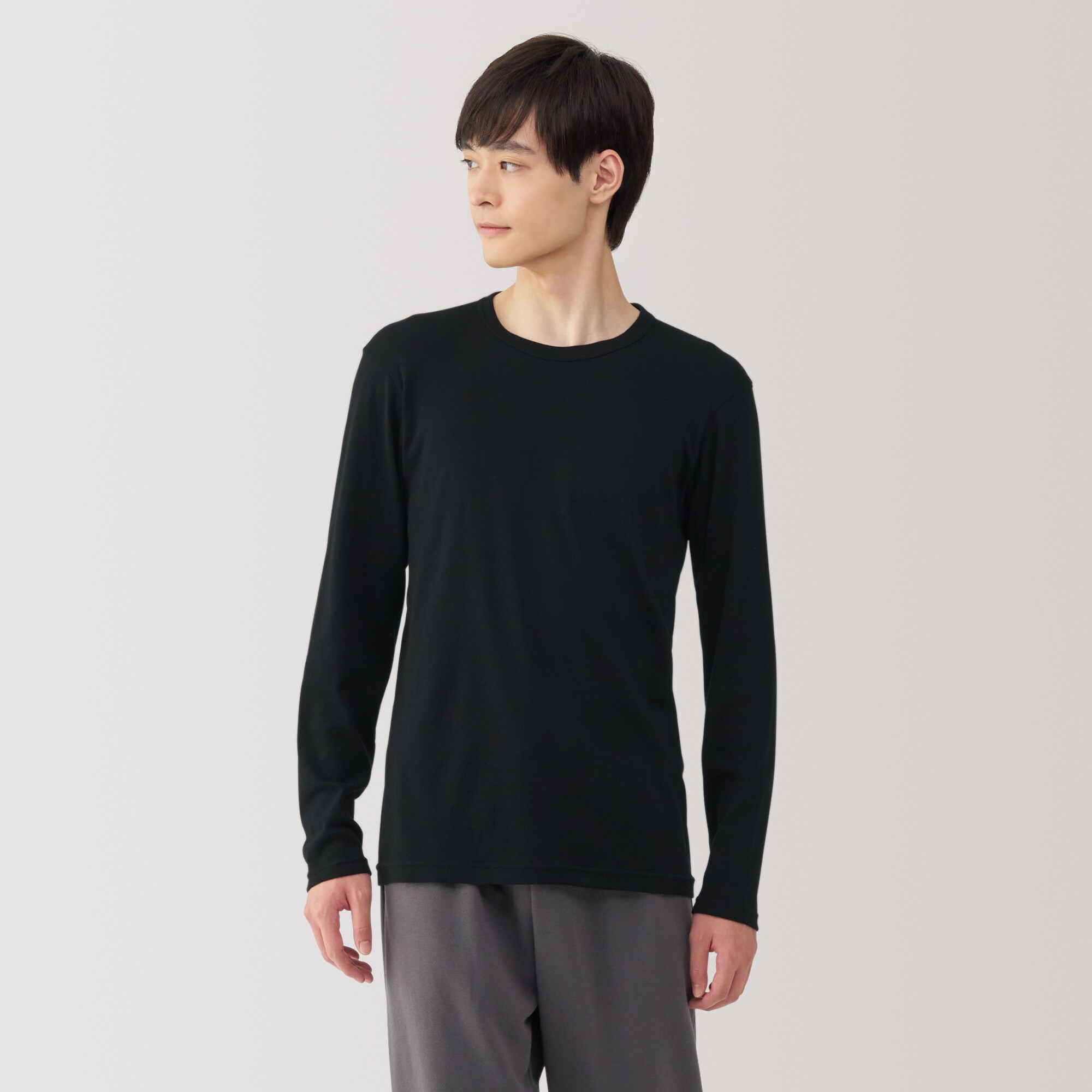 紳士　あったか綿　クルーネック長袖Ｔシャツ
