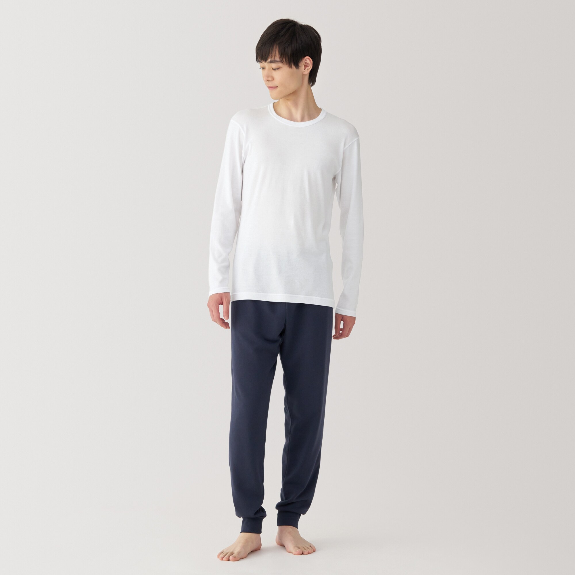 紳士　あったか綿　クルーネック長袖Ｔシャツ