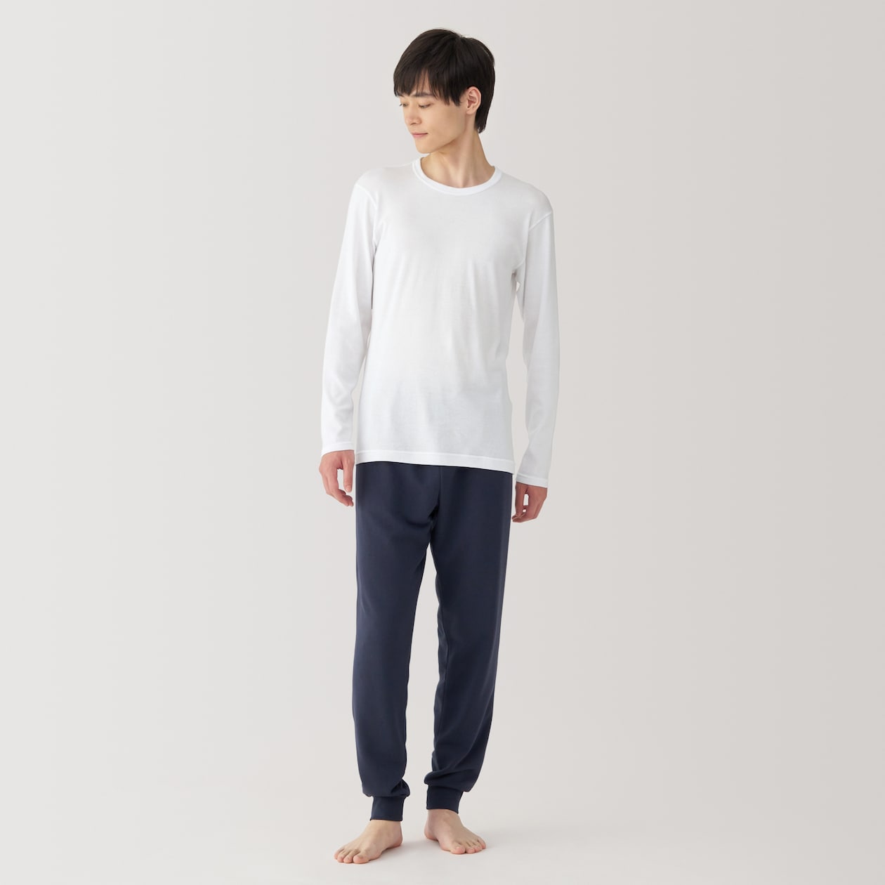 紳士　あったか綿　クルーネック長袖Ｔシャツ