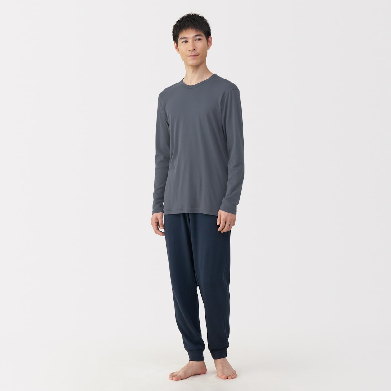 紳士　あったか綿　クルーネック長袖Ｔシャツ