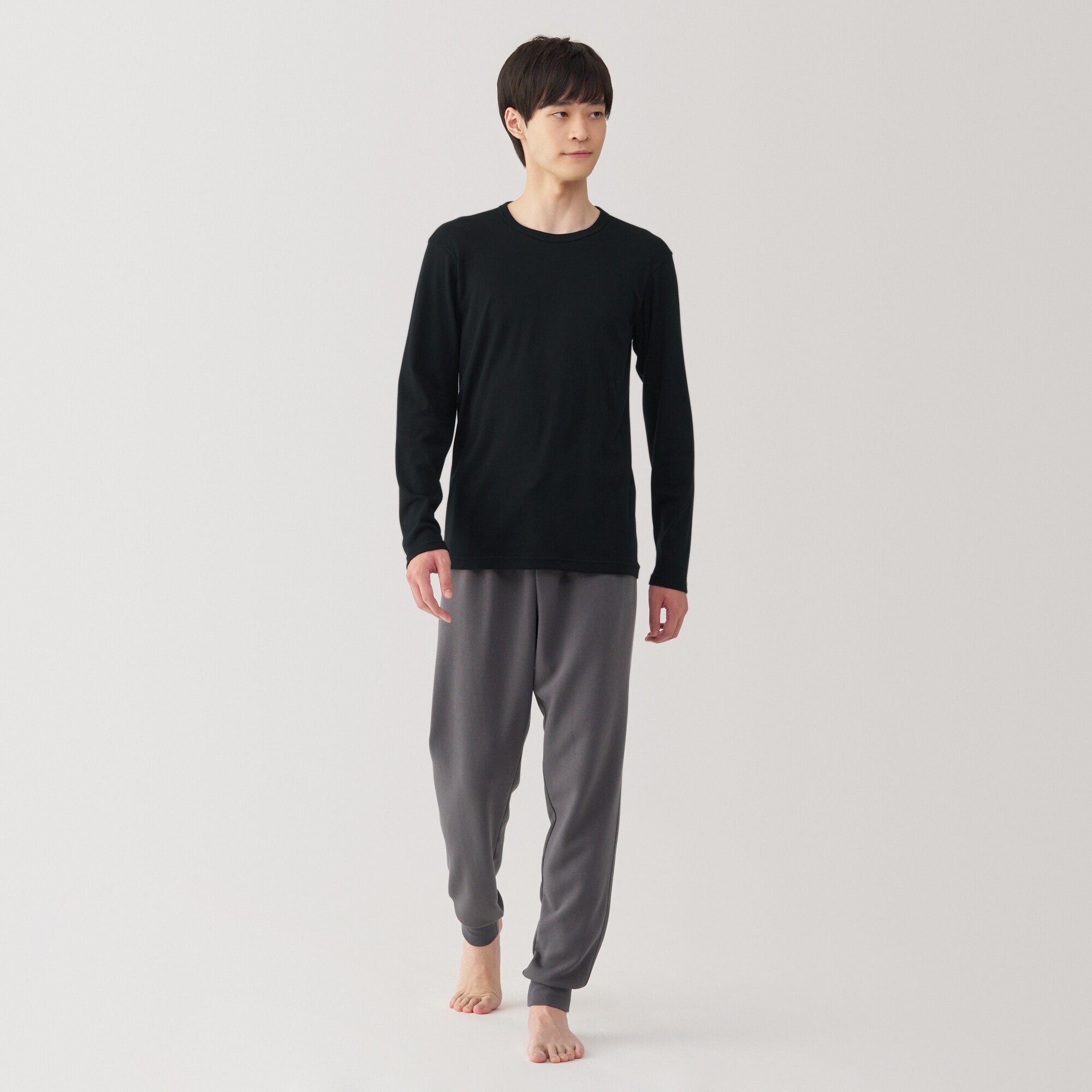 紳士　あったか綿　クルーネック長袖Ｔシャツ