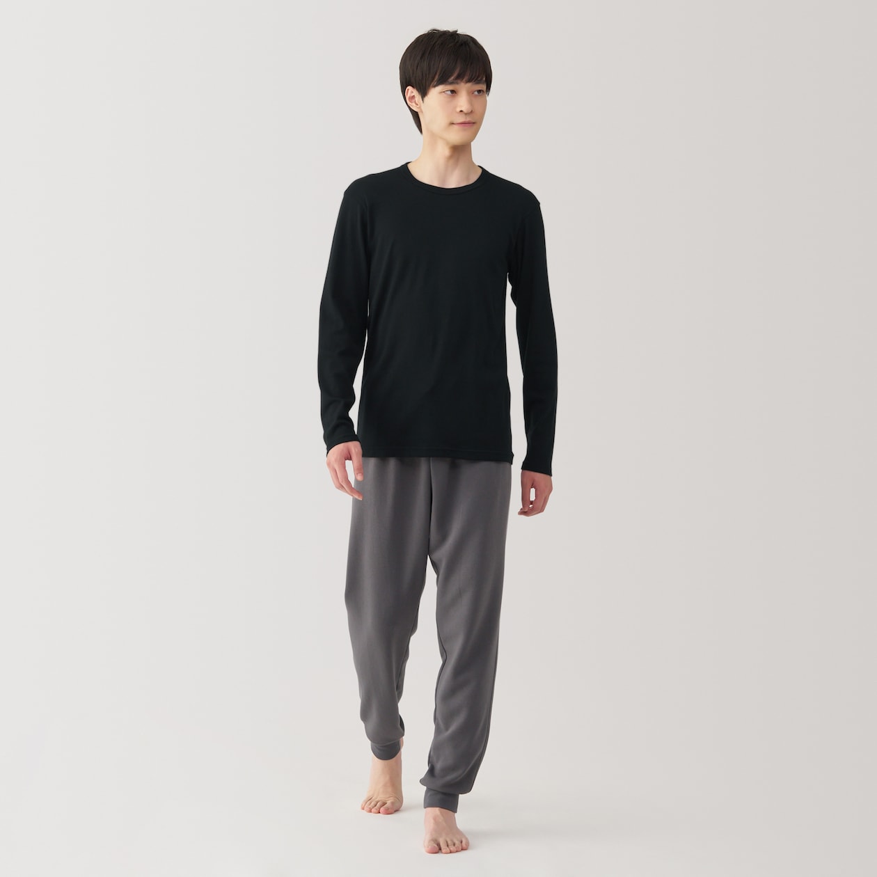 紳士　あったか綿　クルーネック長袖Ｔシャツ