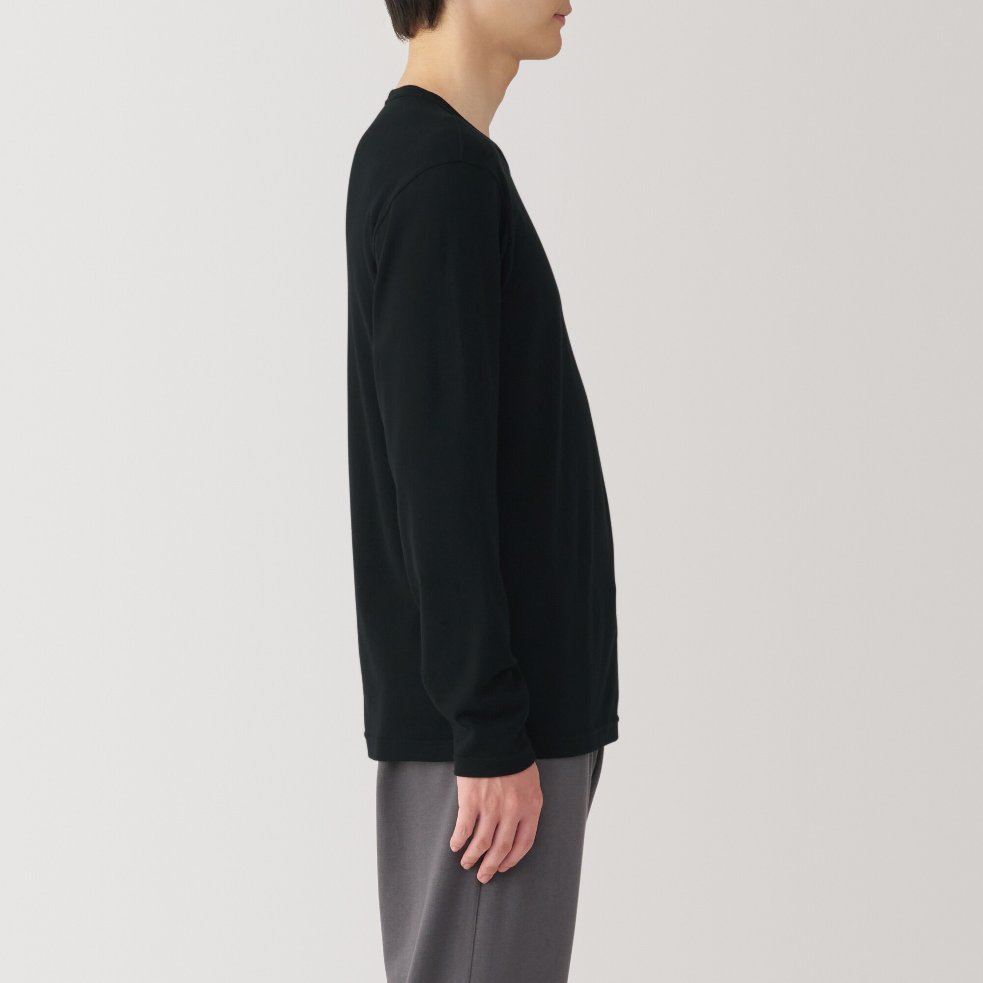 紳士　あったか綿　クルーネック長袖Ｔシャツ