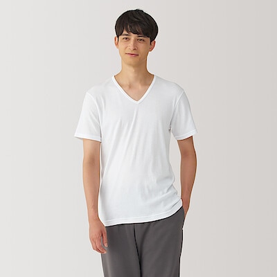 紳士　あったか綿　Ｖネック半袖Ｔシャツ