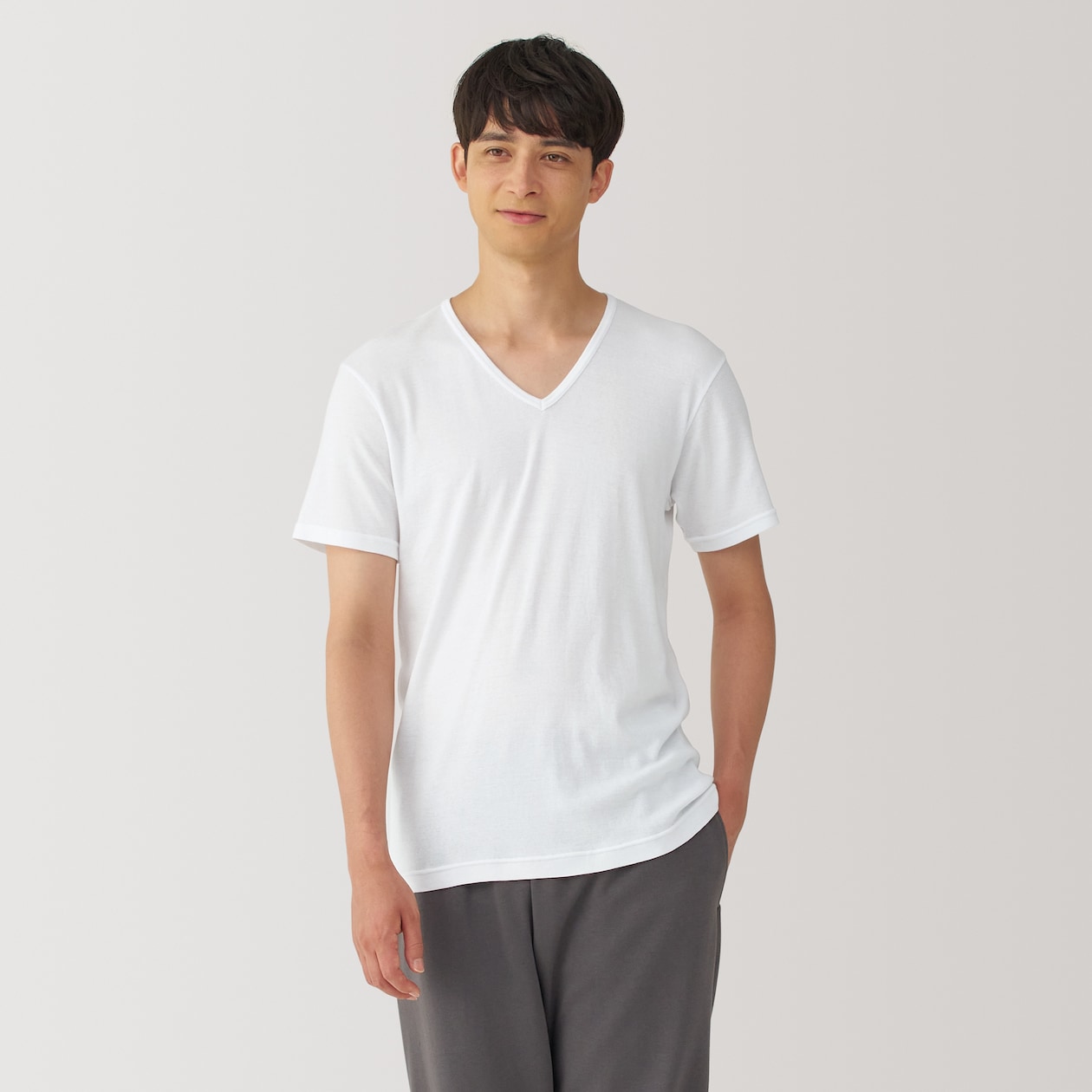 紳士　あったか綿　Ｖネック半袖Ｔシャツ