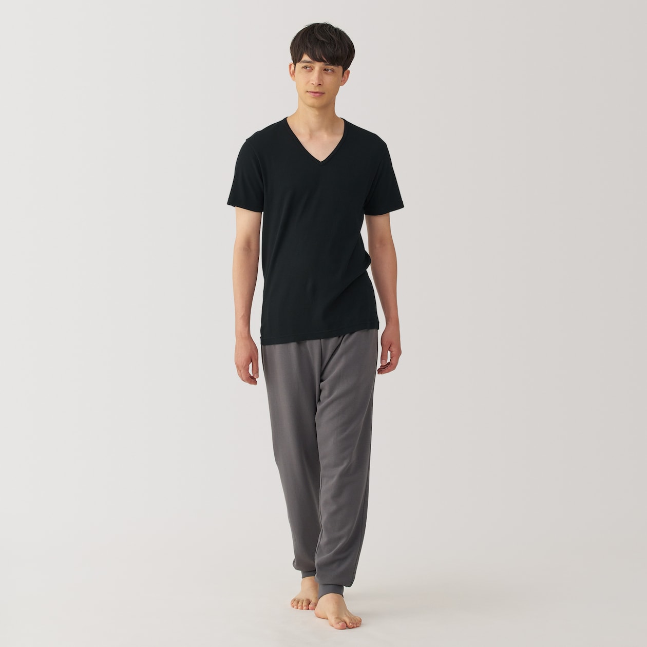 紳士　あったか綿　Ｖネック半袖Ｔシャツ