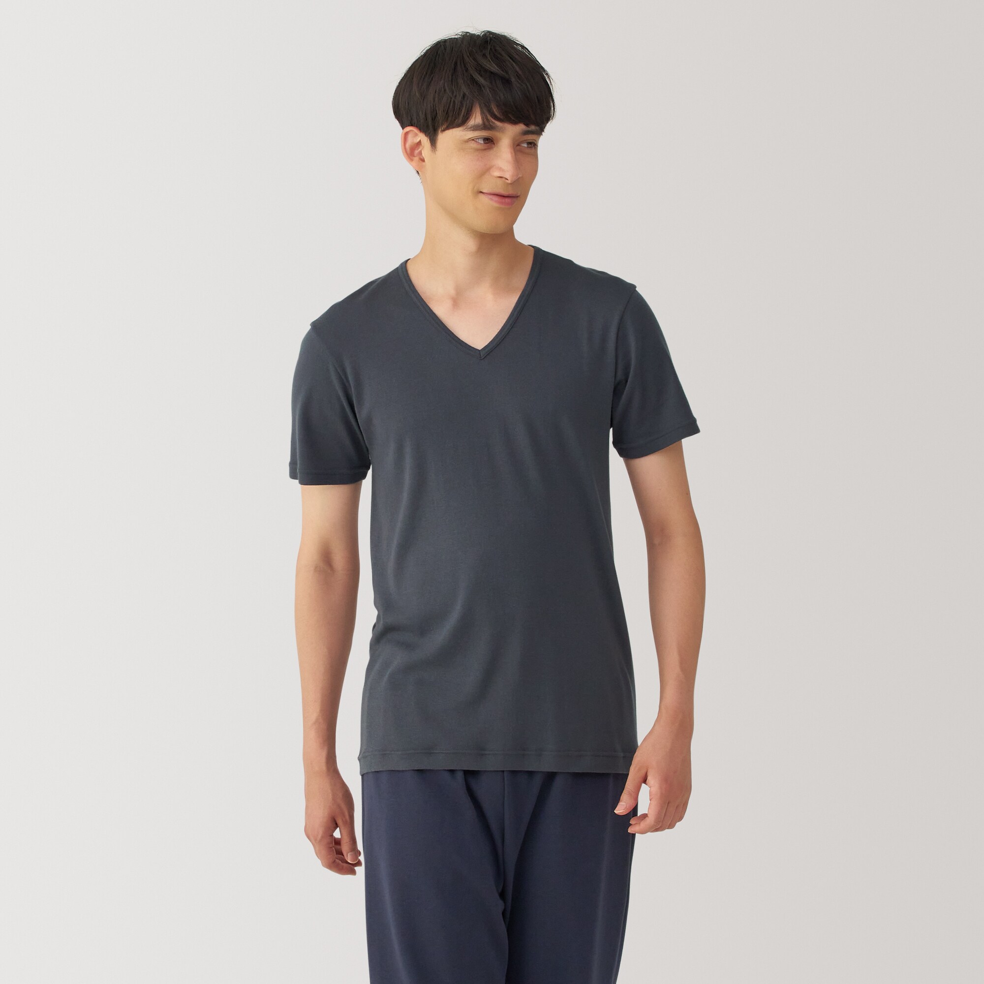 紳士　あったか綿　Ｖネック半袖Ｔシャツ