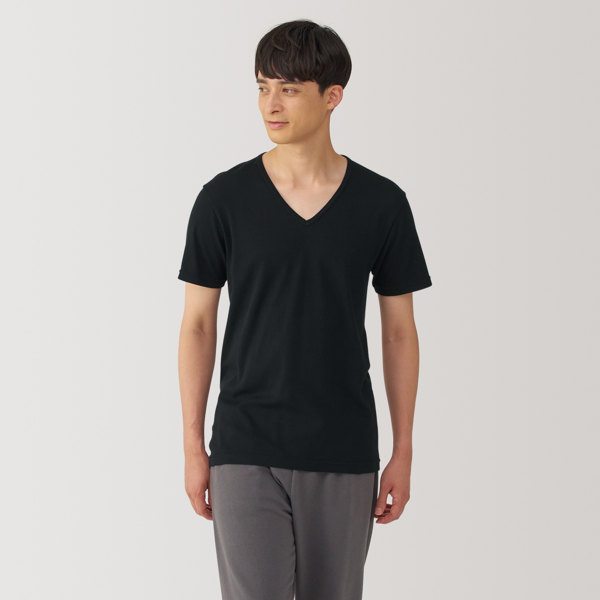 紳士　あったか綿　Ｖネック半袖Ｔシャツ