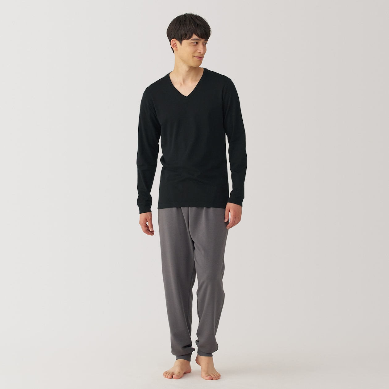 紳士　あったか綿　厚手　Ｖネック長袖Ｔシャツ