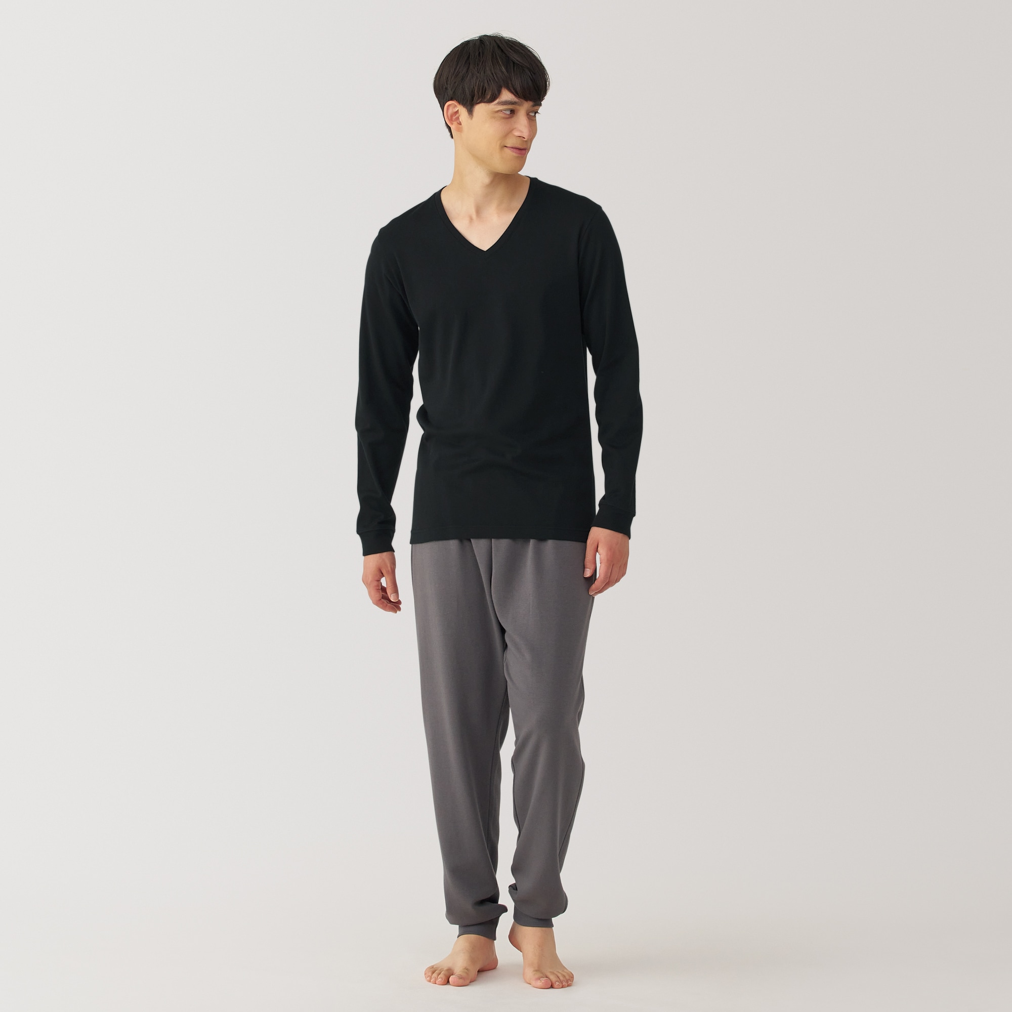 紳士　あったか綿　厚手　Ｖネック長袖Ｔシャツ