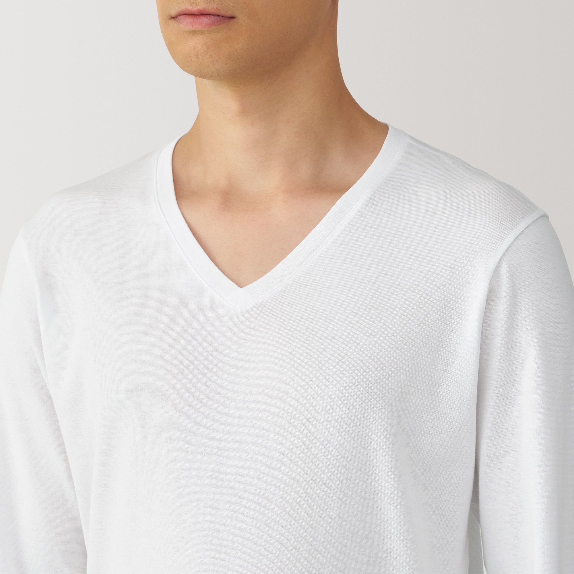 紳士 あったか綿 厚手 Vネック長袖Tシャツ | 無印良品