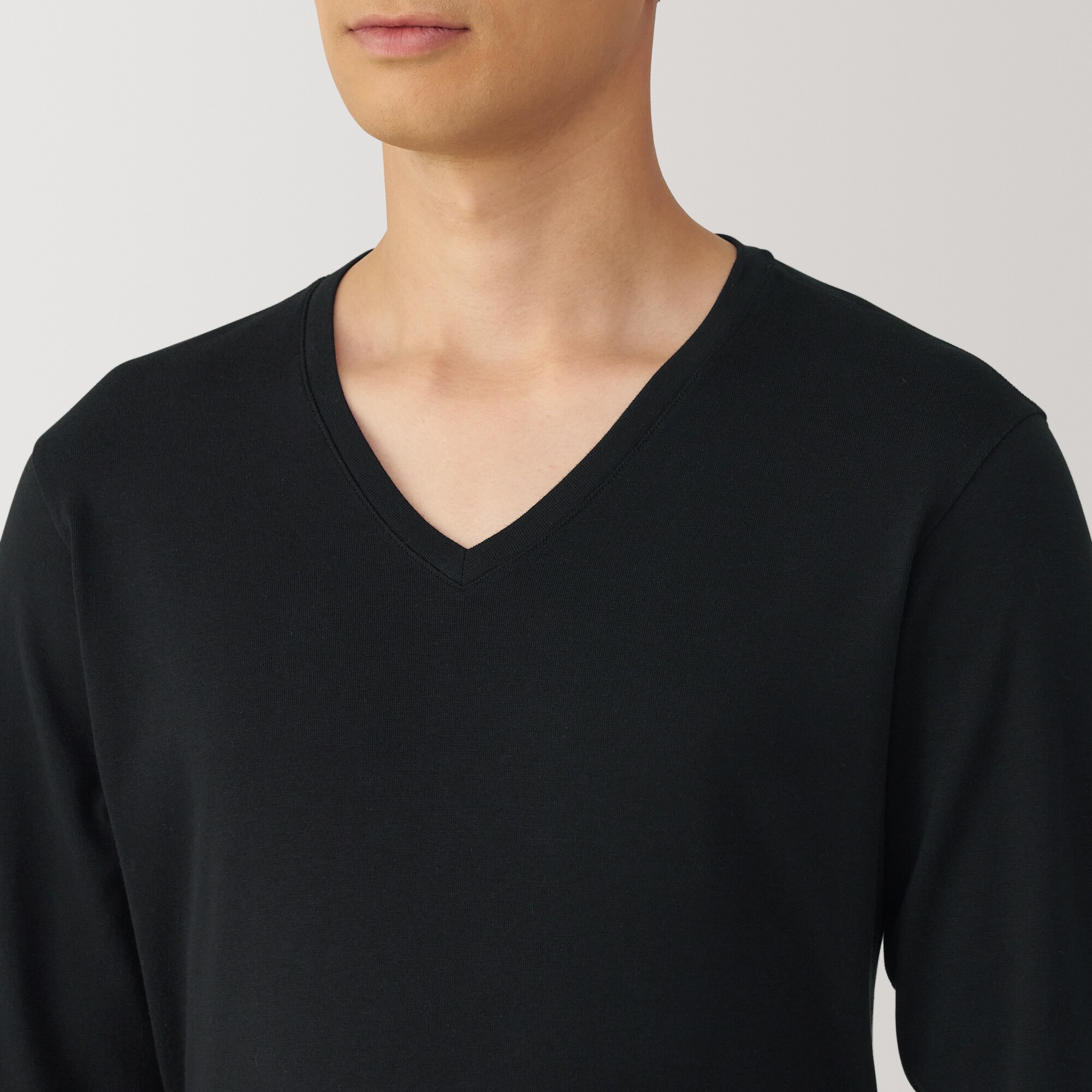 紳士 あったか綿 厚手 Vネック長袖Tシャツ | 無印良品