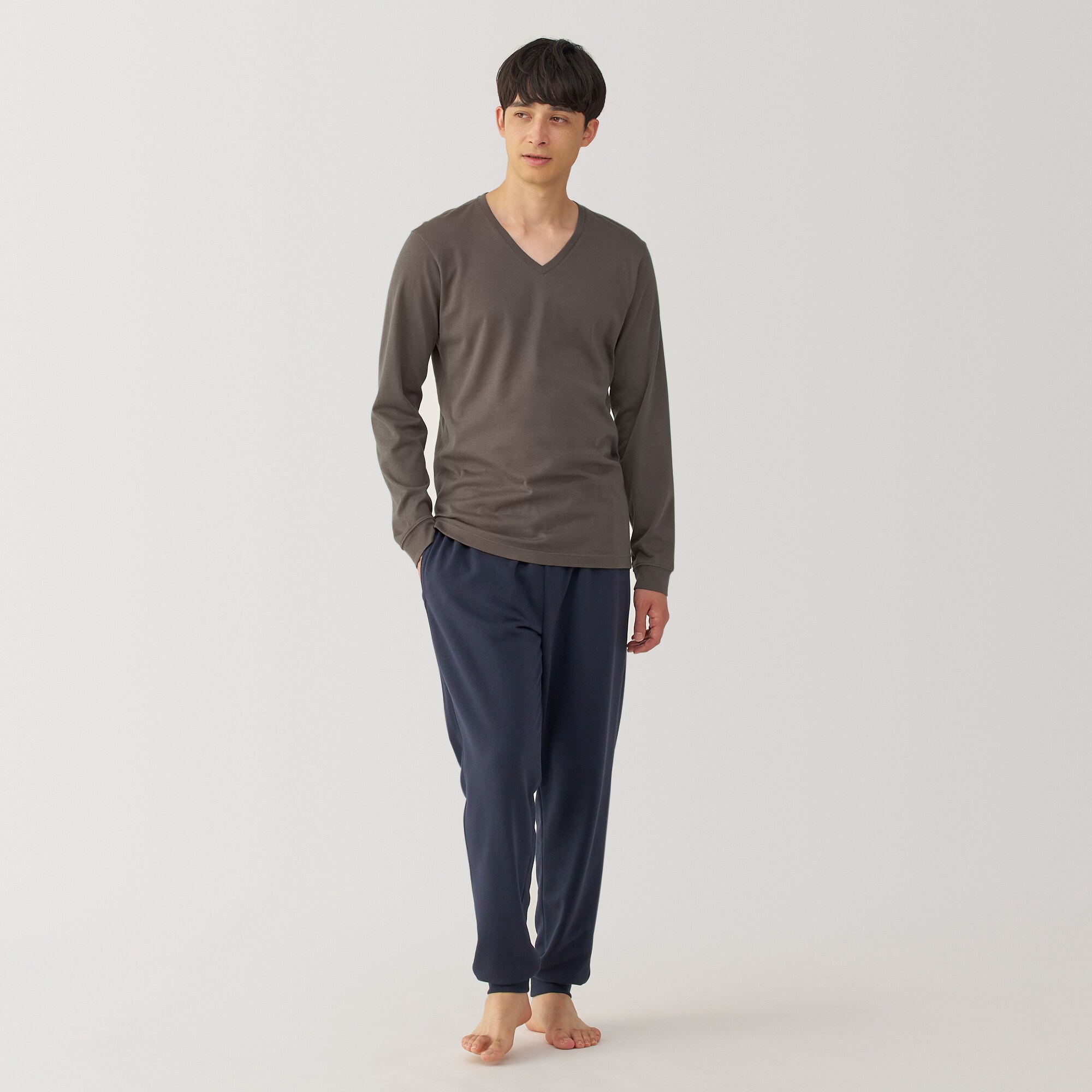 紳士　あったか綿　厚手　Ｖネック長袖Ｔシャツ