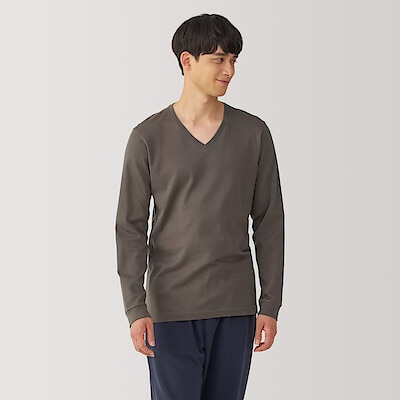 紳士　あったか綿　厚手　Ｖネック長袖Ｔシャツ