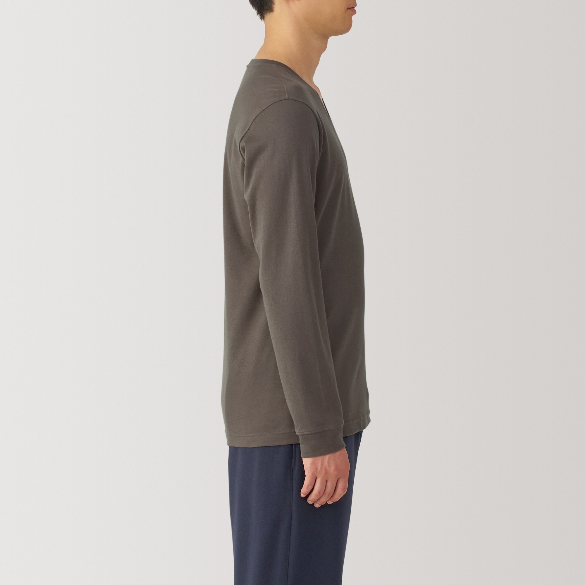 紳士　あったか綿　厚手　Ｖネック長袖Ｔシャツ