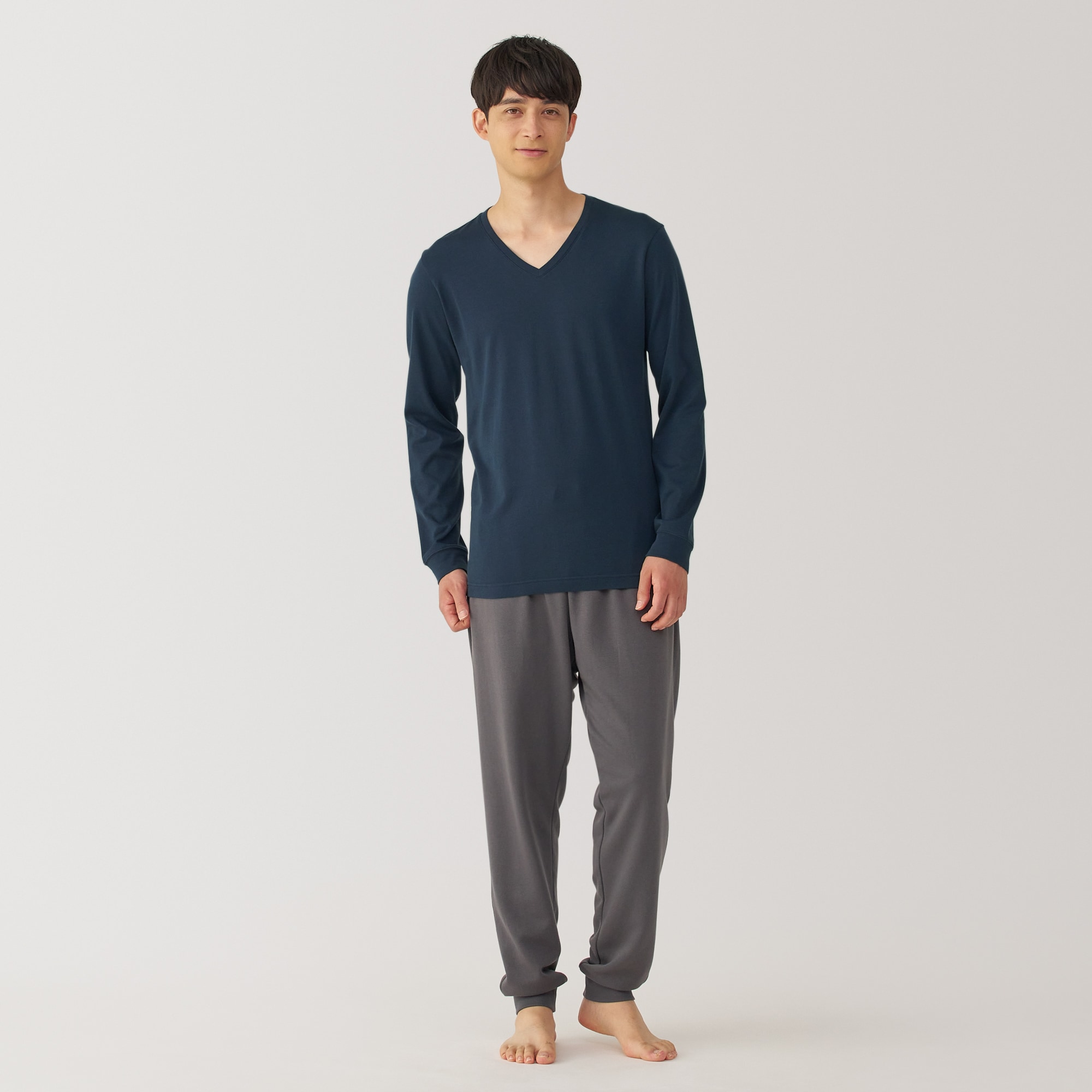 紳士　あったか綿　厚手　Ｖネック長袖Ｔシャツ