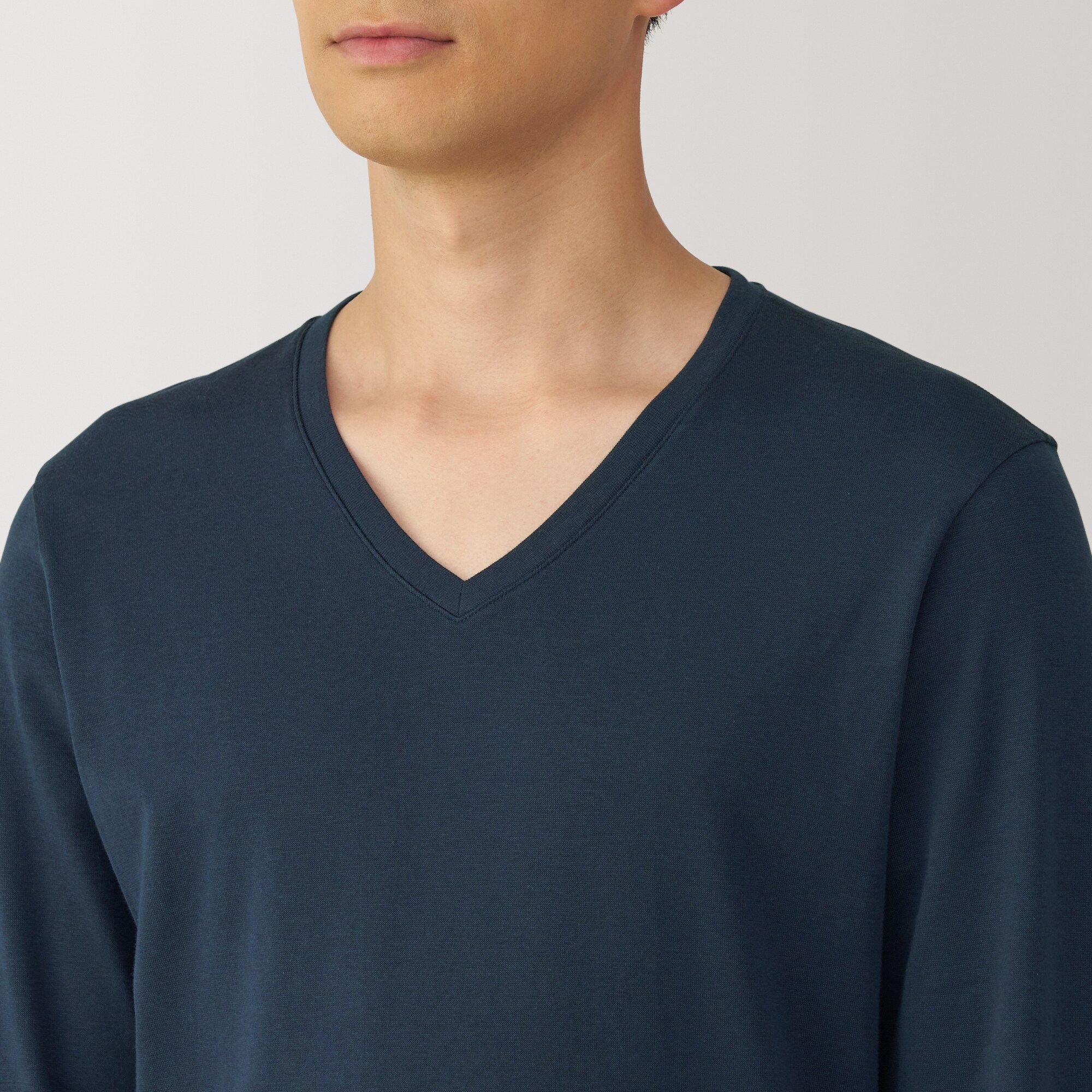 紳士 あったか綿 厚手 Vネック長袖Tシャツ | 無印良品