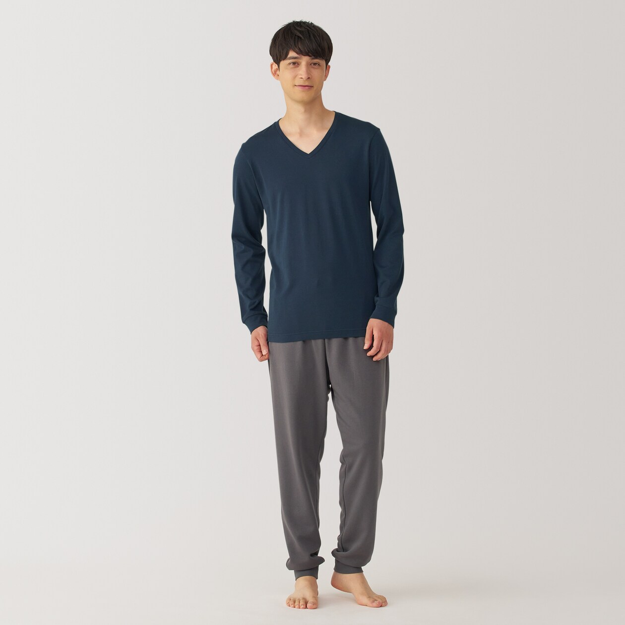 紳士　あったか綿　厚手　Ｖネック長袖Ｔシャツ