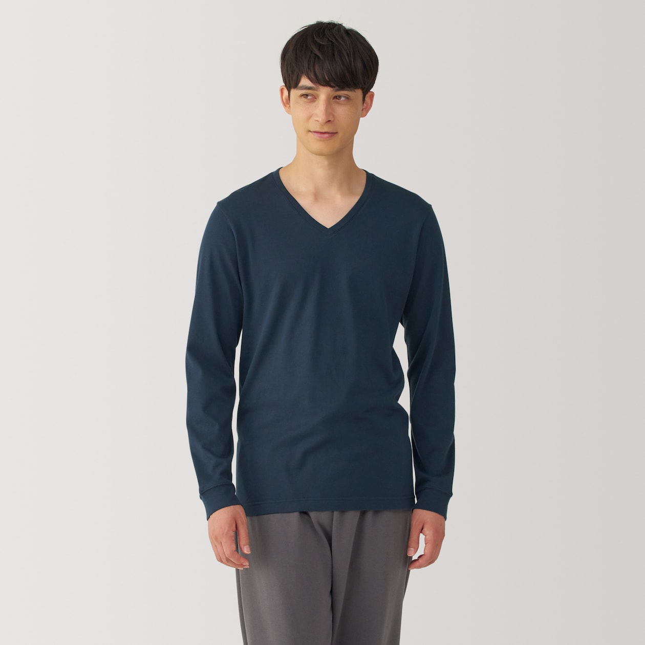 紳士　あったか綿　厚手　Ｖネック長袖Ｔシャツ