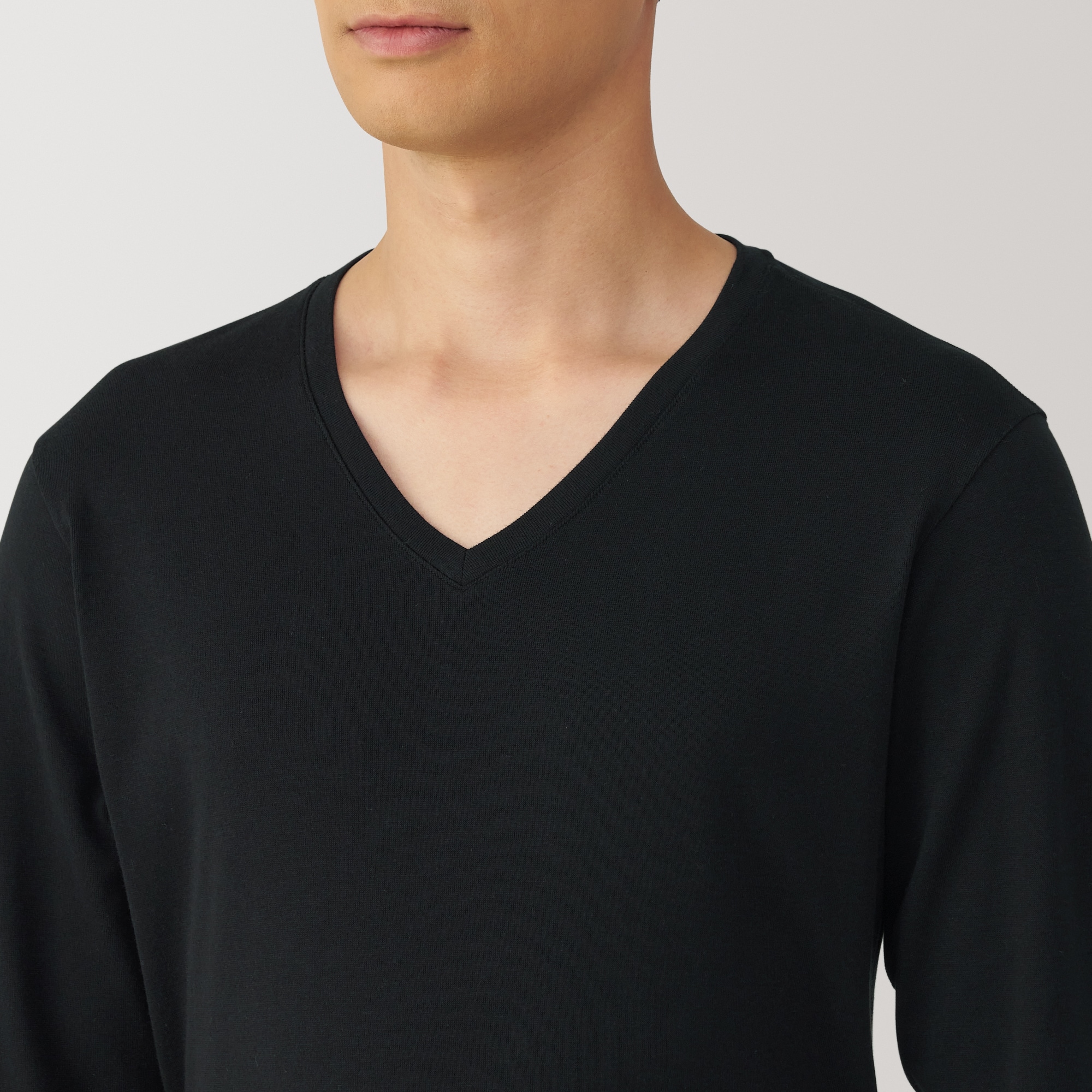 紳士　あったか綿　厚手　Ｖネック長袖Ｔシャツ