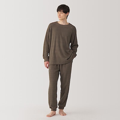 紳士　なめらかニットフリース　長袖ルームウェアセット