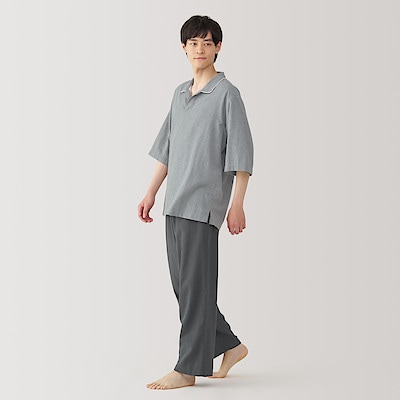 紳士　二重ガーゼ　スキッパー半袖パジャマ
