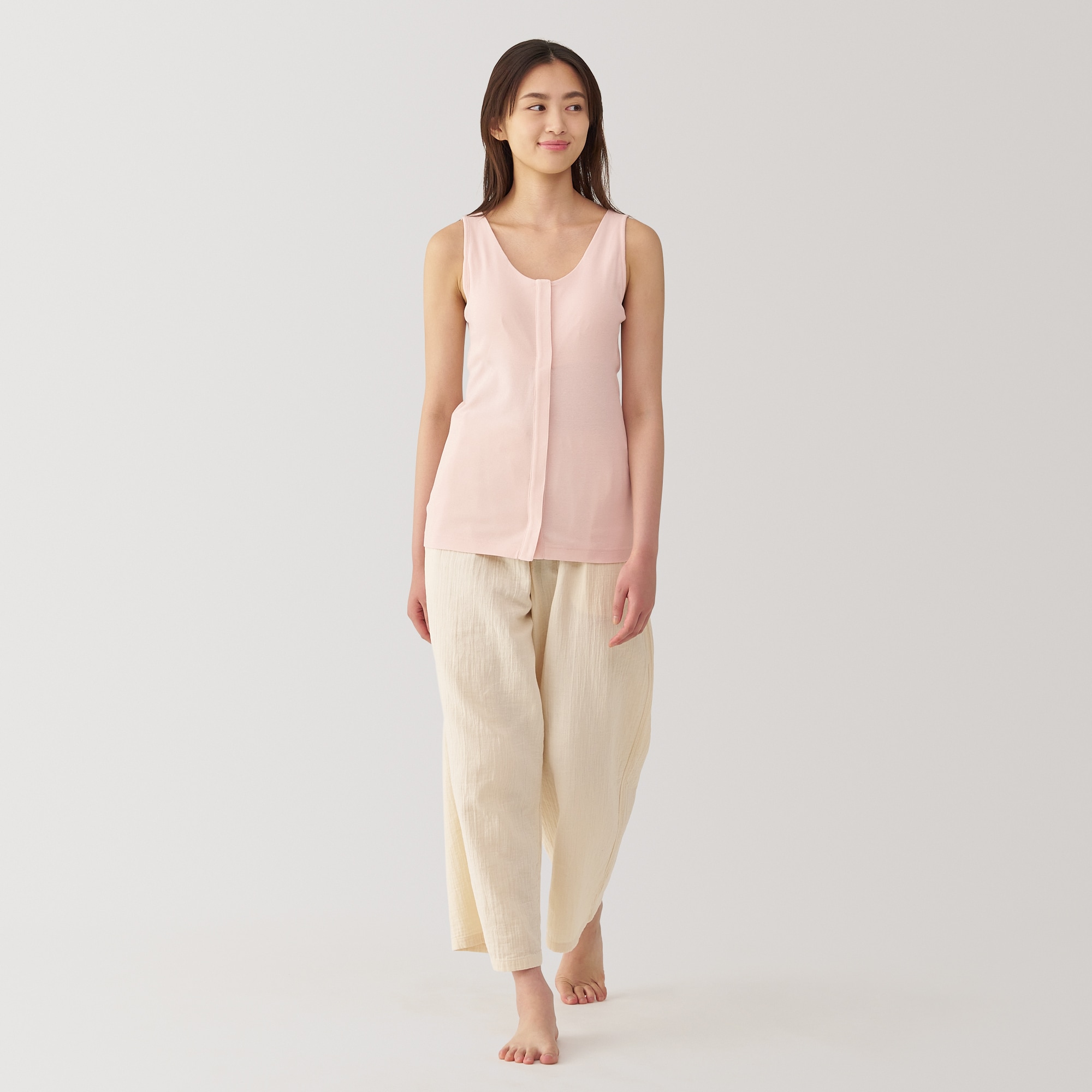 婦人　前開きカップ入りタンクトップ