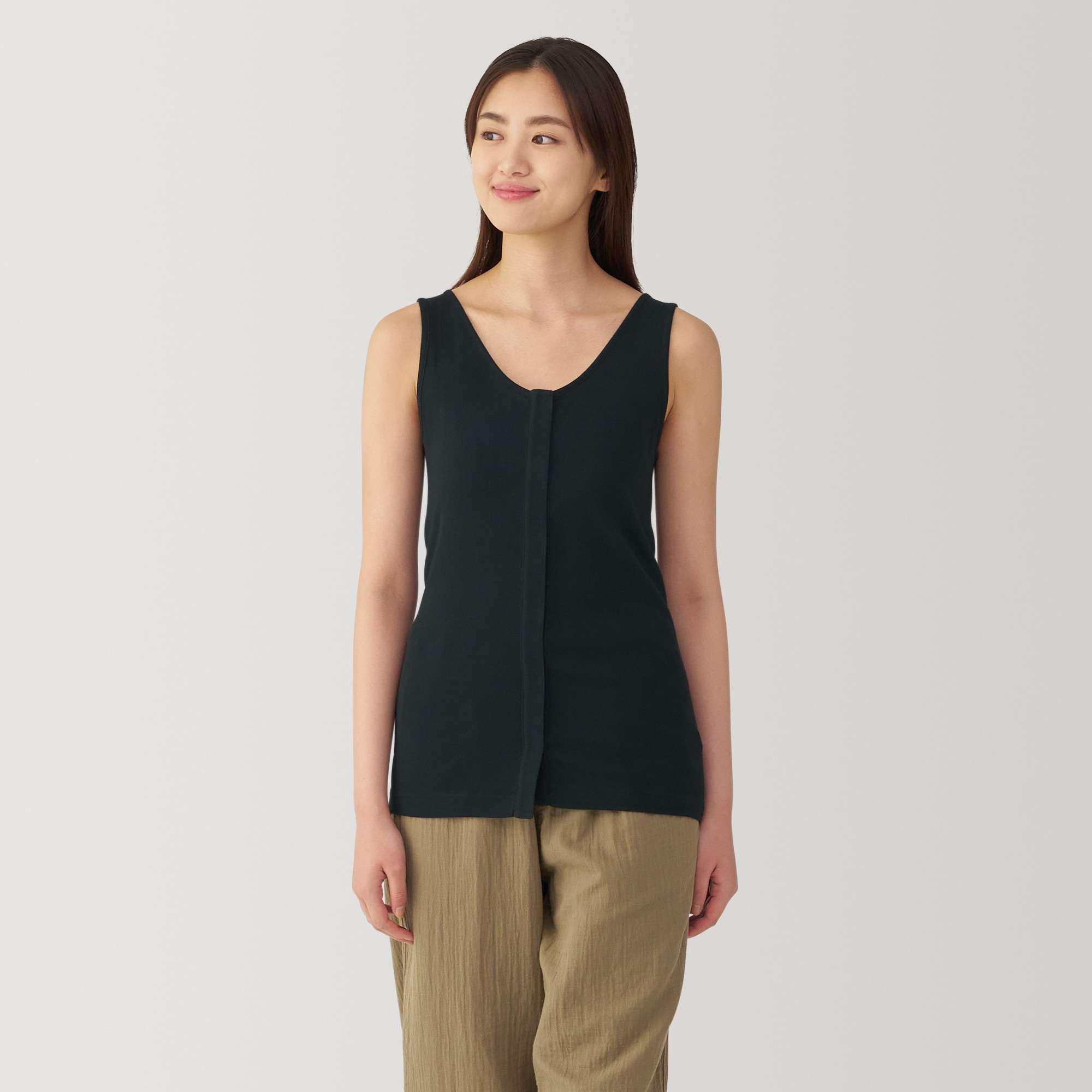 婦人　前開きタンクトップ
