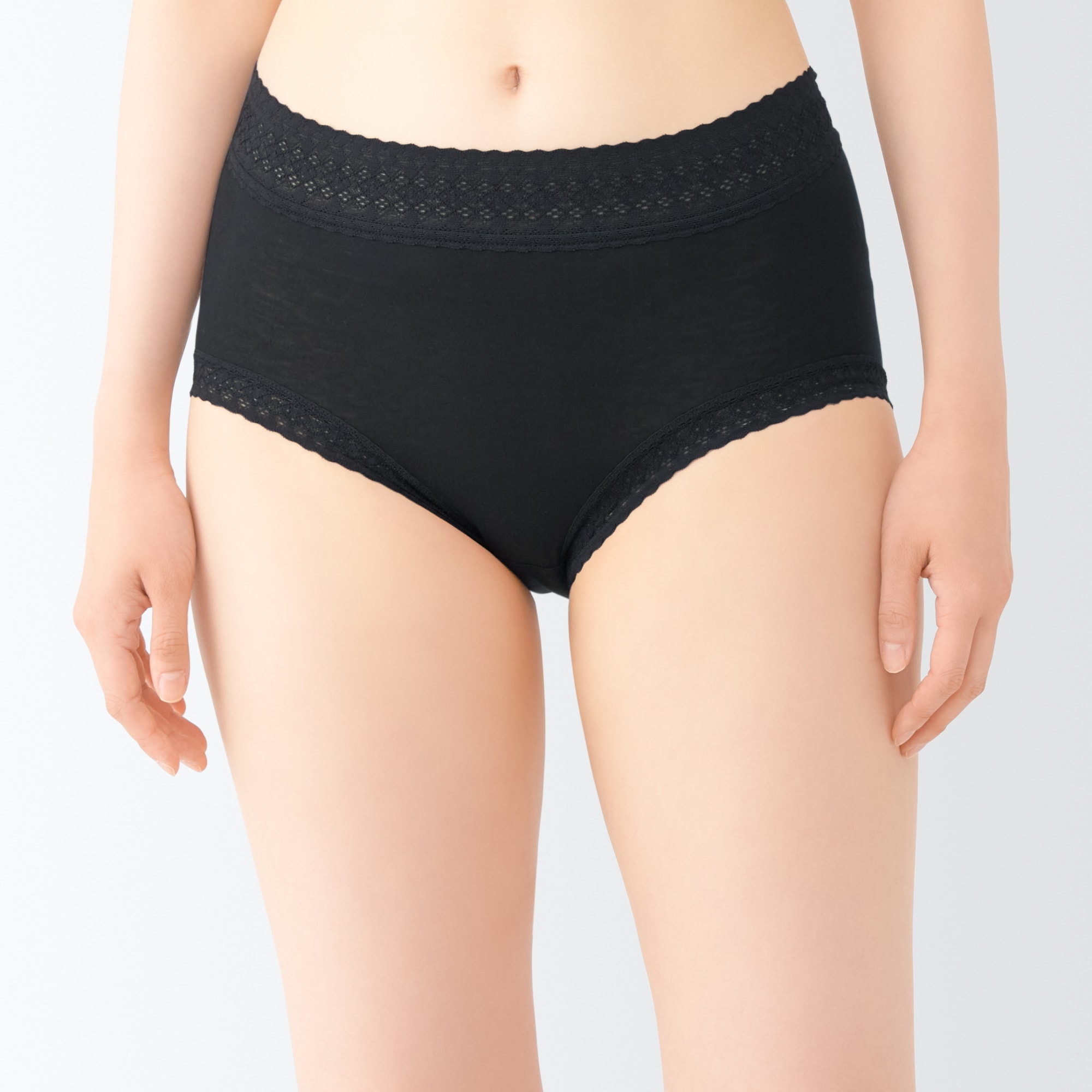 婦人　なめらかレース付きハイライズショーツ