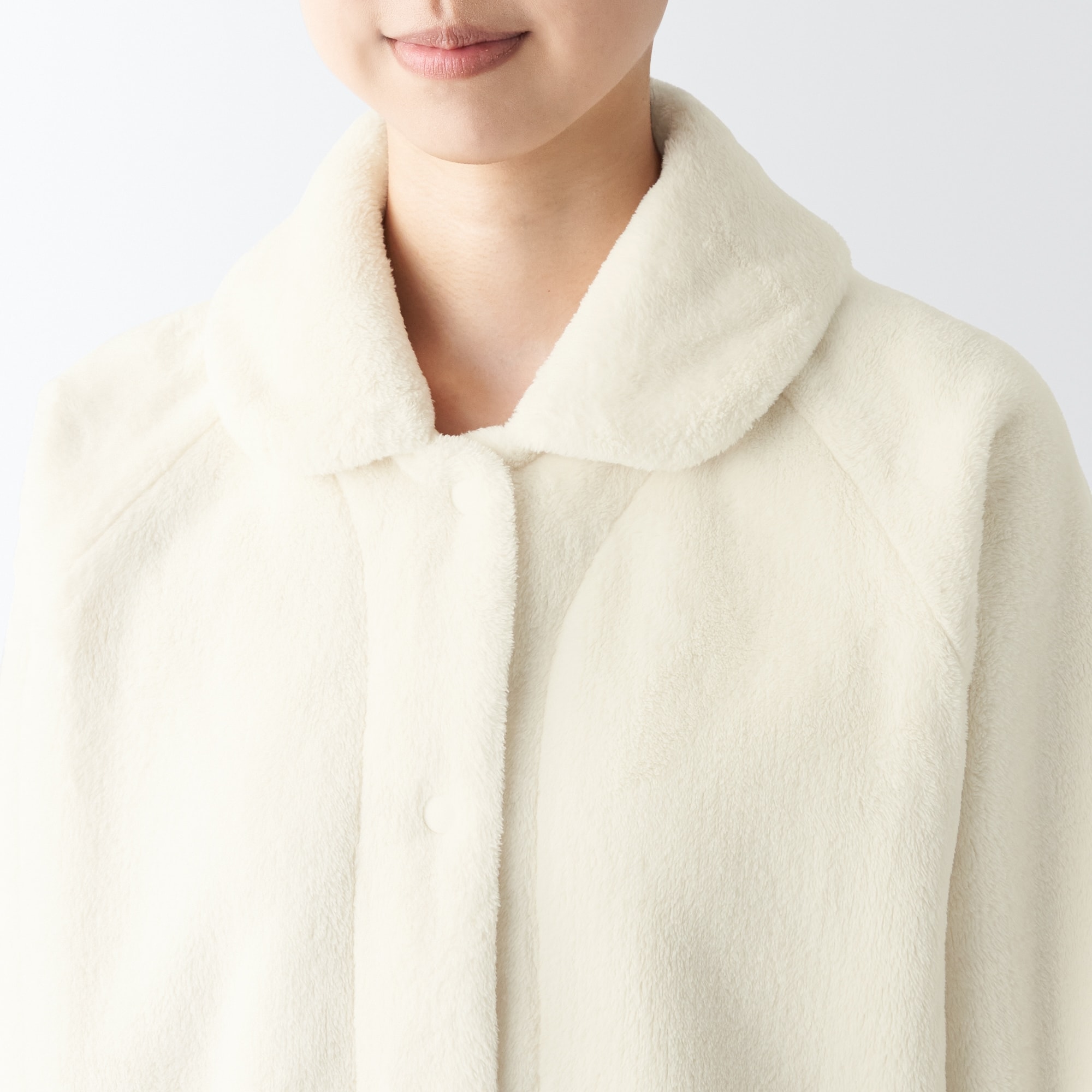 【2着セット】無印 MUJI 着る毛布 パジャマ アイボリー L 大きいサイズ 婦人 静電気が起きにくい 着る毛布 パジャマ | 無印良品