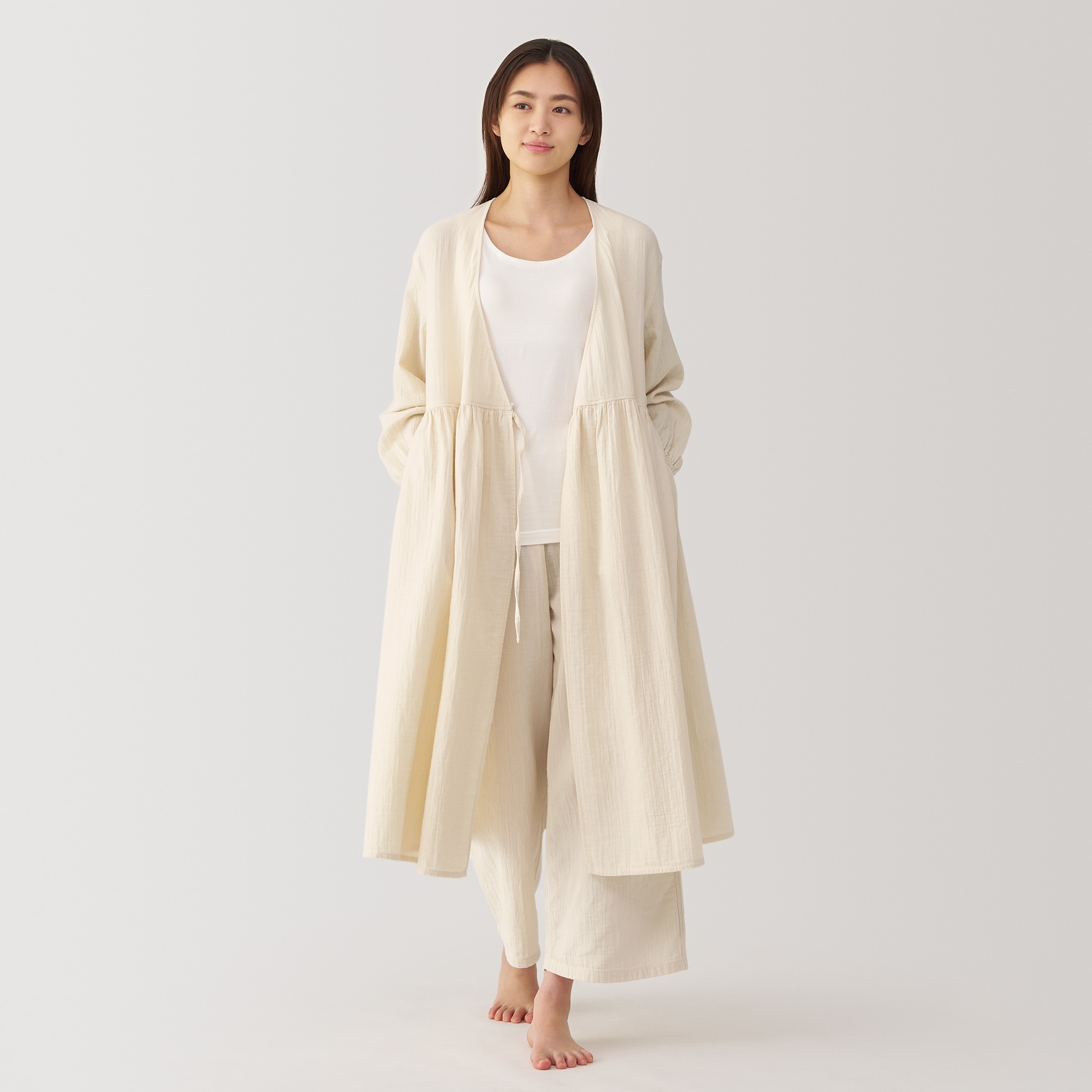 婦人 ふんわりしぼガーゼ ロングカーディガン | 無印良品