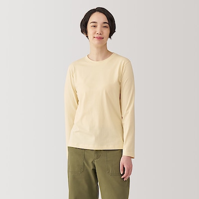 婦人　天竺編みクルーネック長袖Ｔシャツ