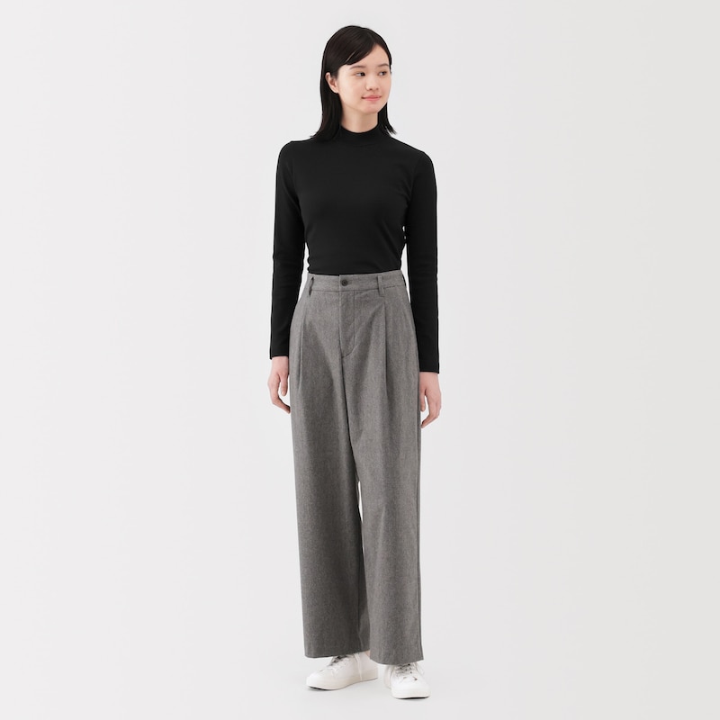 婦人 起毛フライス編みハイネック長袖Tシャツ | 無印良品 