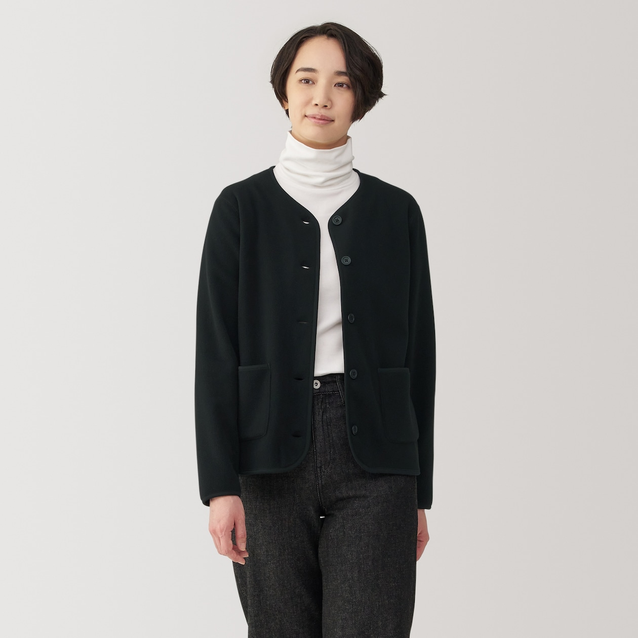 婦人　素材に還るフリースカーディガン