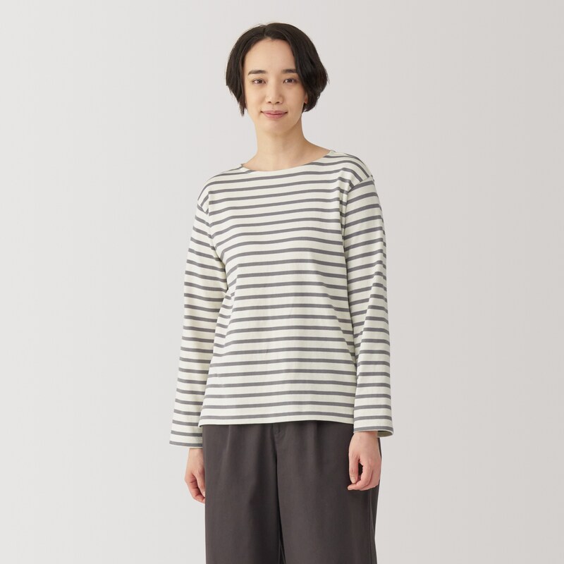 婦人 太番手ボートネック長袖Tシャツ | 無印良品