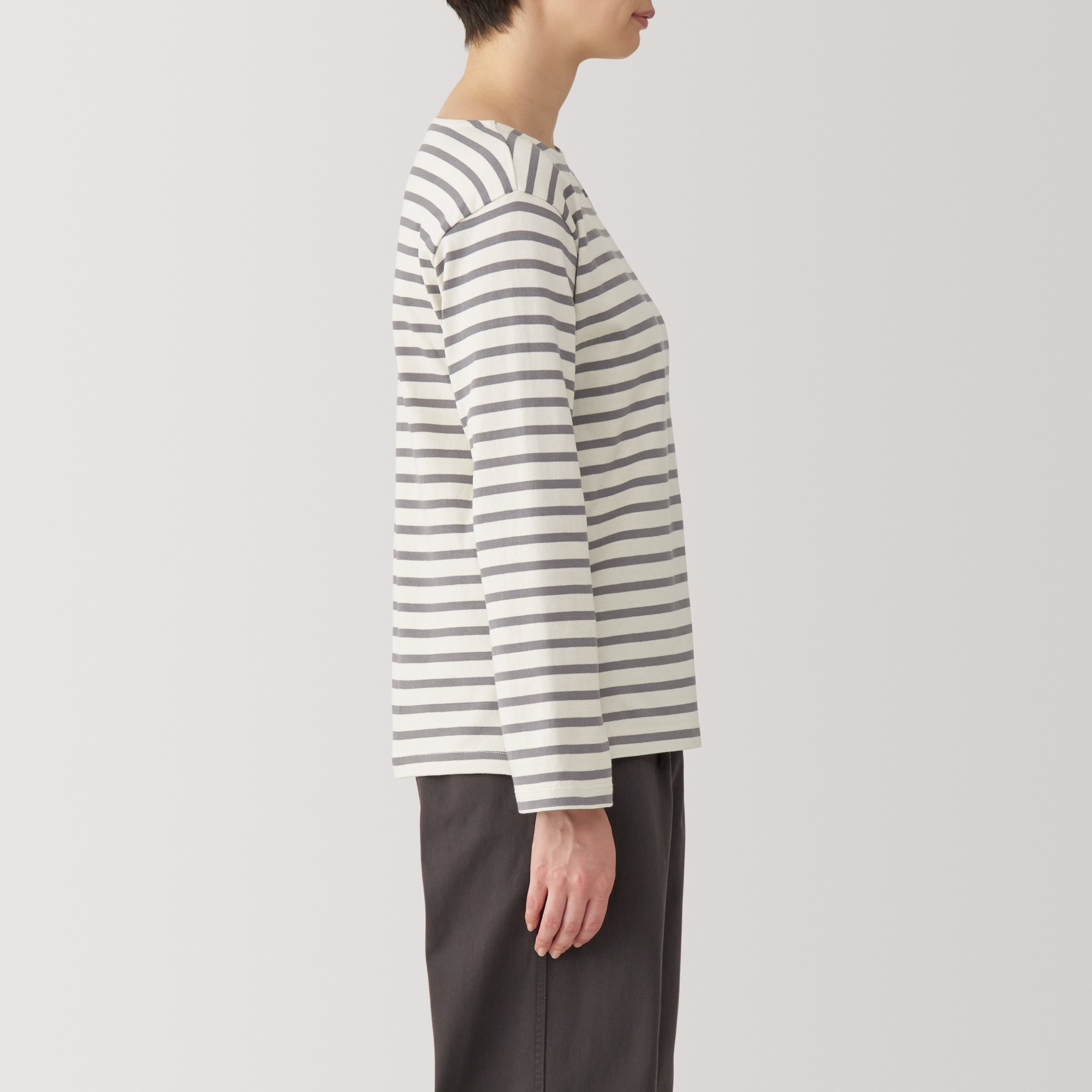婦人 太番手ボートネック長袖Tシャツ | 無印良品