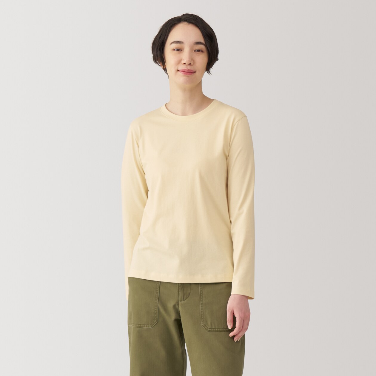婦人　天竺編みクルーネック長袖Ｔシャツ