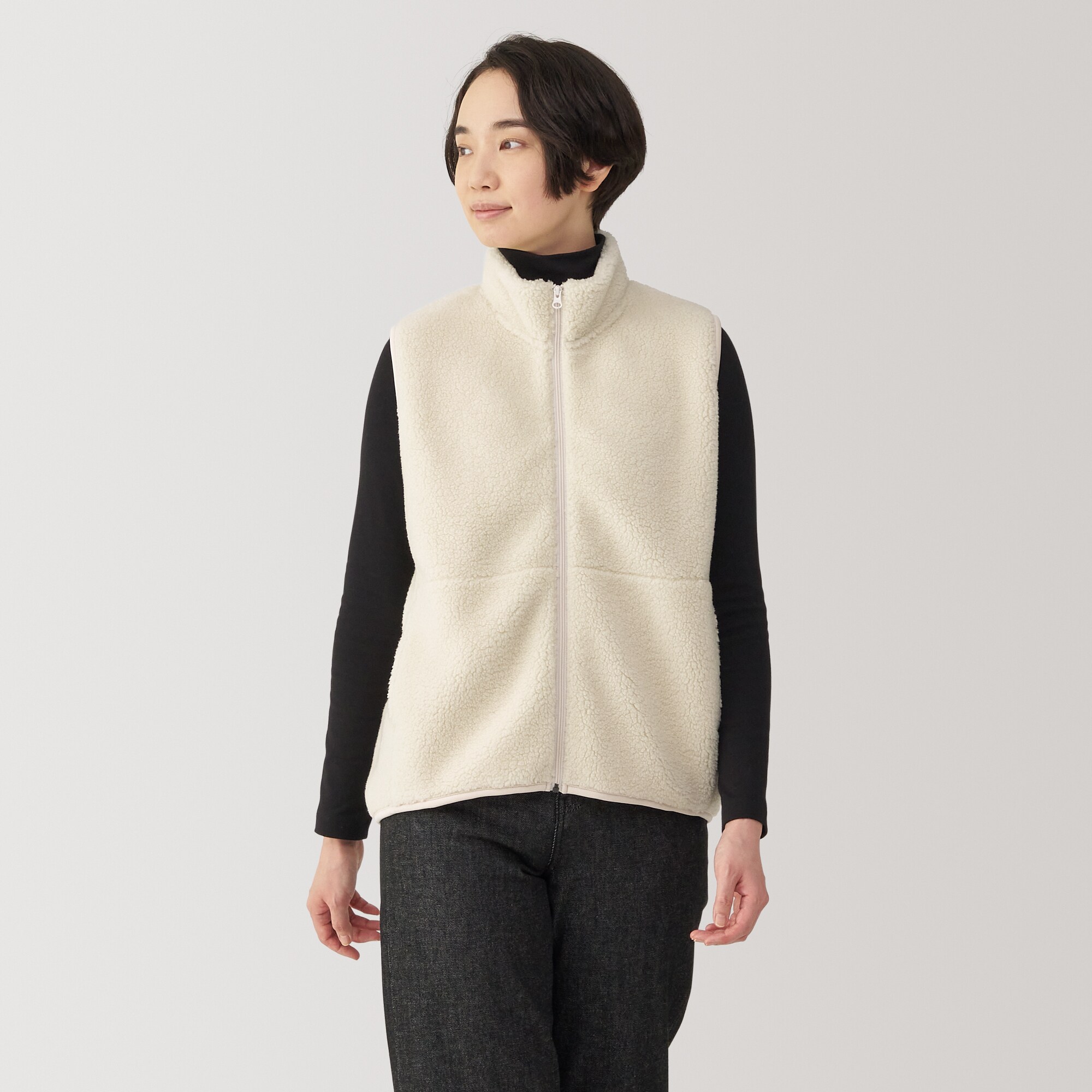 MUJI 無印良品 型崩れしにくい糸で編んだ Vネック ベスト M