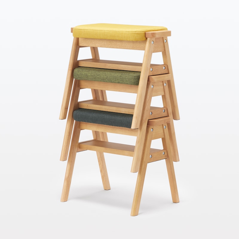 残反をつかったスタッキングスツール ポリエステル変わり織 グレー  