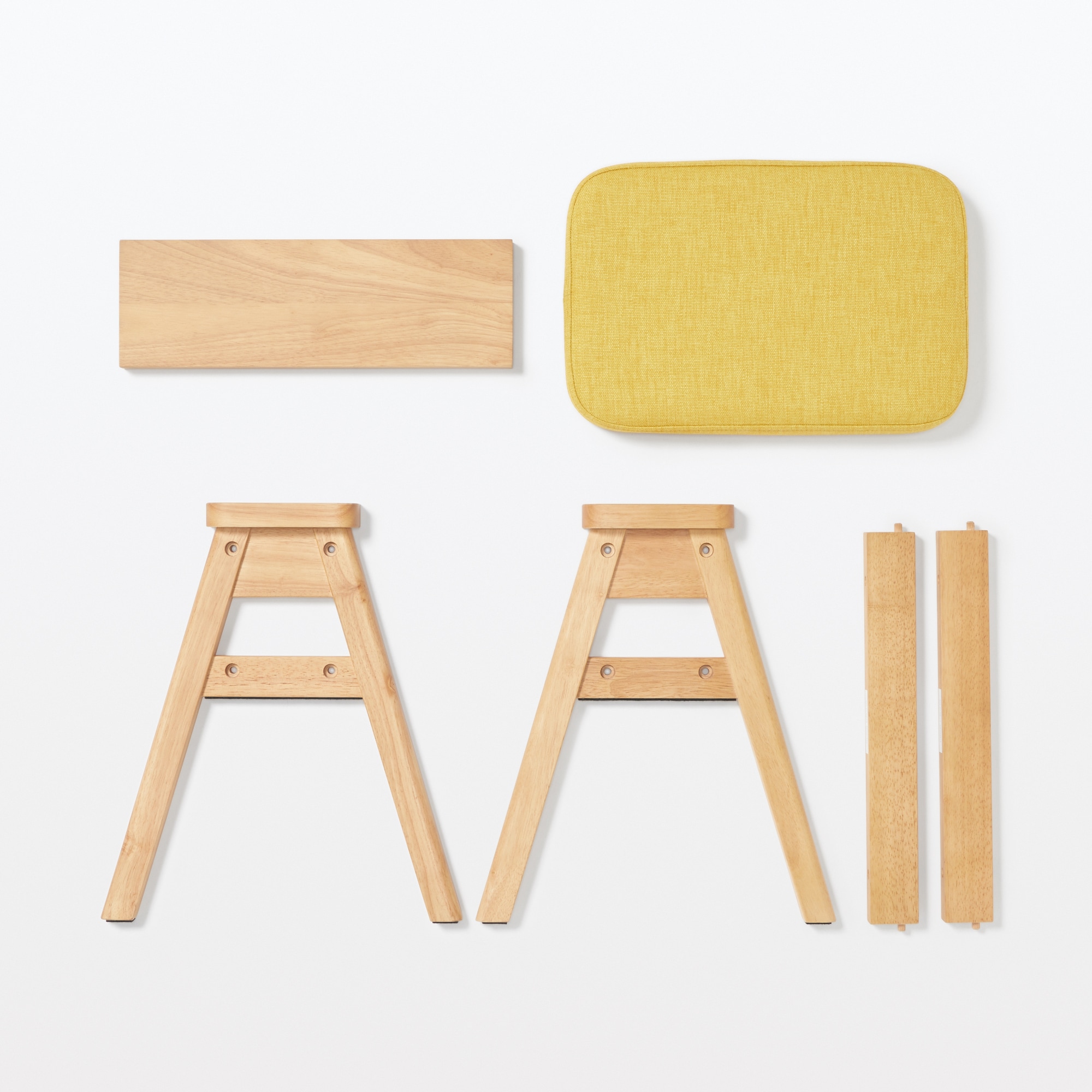 残反をつかったスタッキングスツール　ポリエステル平織　イエロー